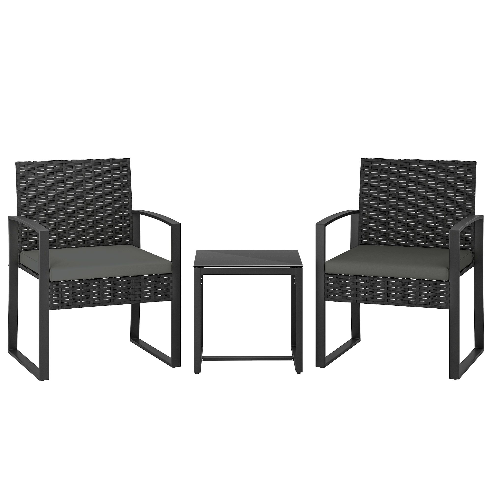 Outsunny Rattan Bistroset, 3 teiliges Gartenmöbel-Set mit 2 Gartenstühlen, günstig online kaufen