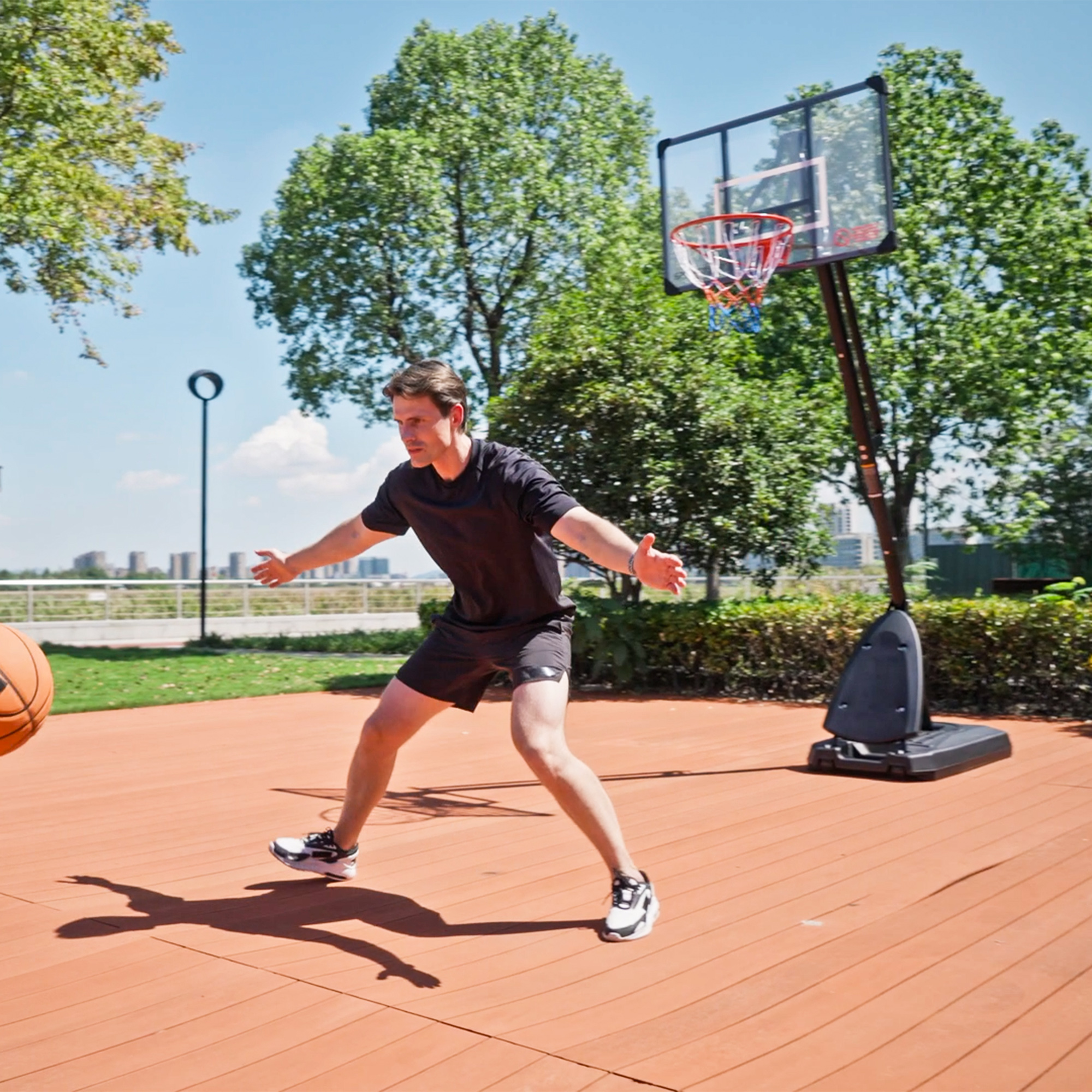 SPORTNOW Canestro Basket in Acciaio Regolabile in Altezza e con Ruote