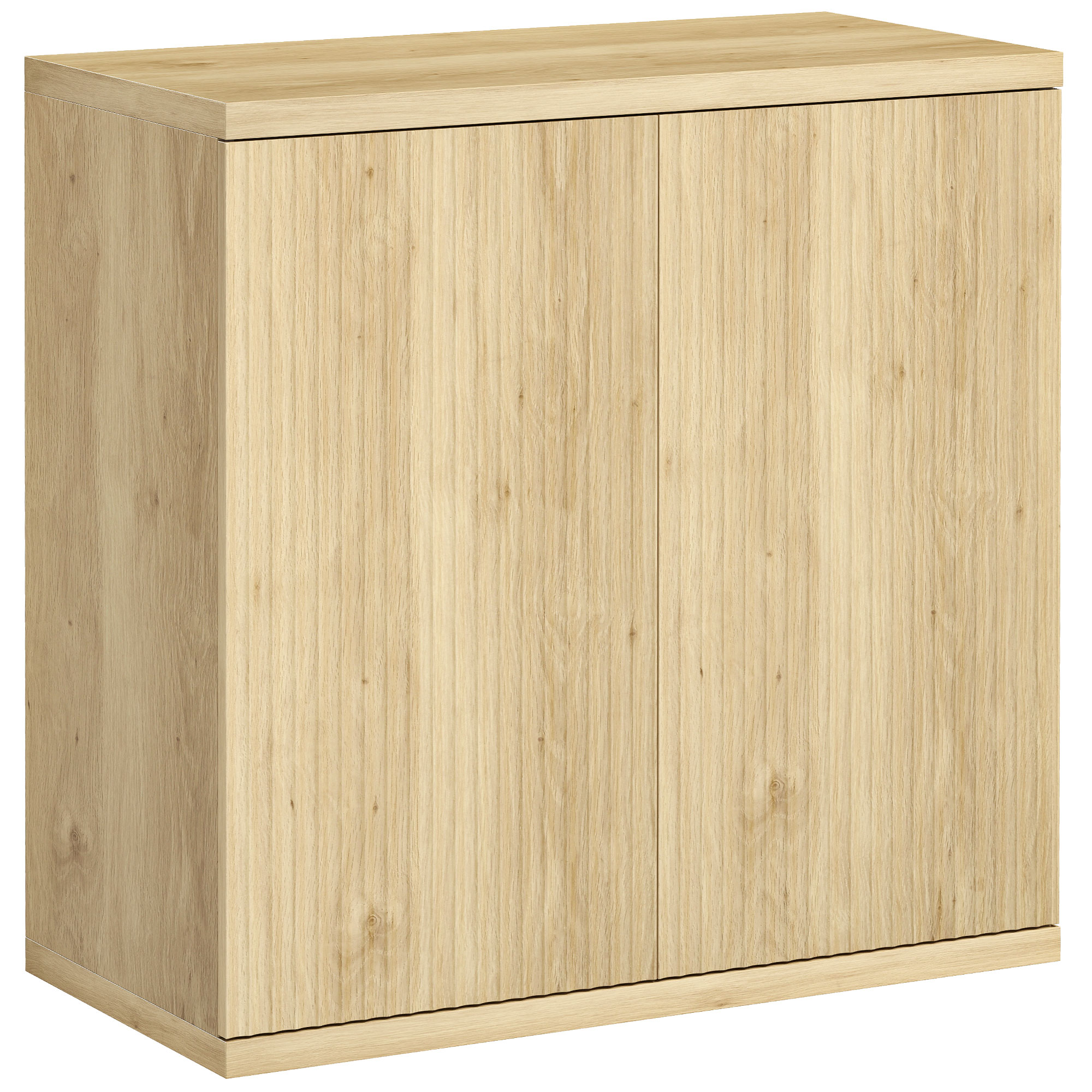 HOMCOM Aparador de salón, mueble de almacenamiento moderno con puertas de cierre suave y estantes ajustables, 78 x 39 x 79 cm, roble   Aosom España