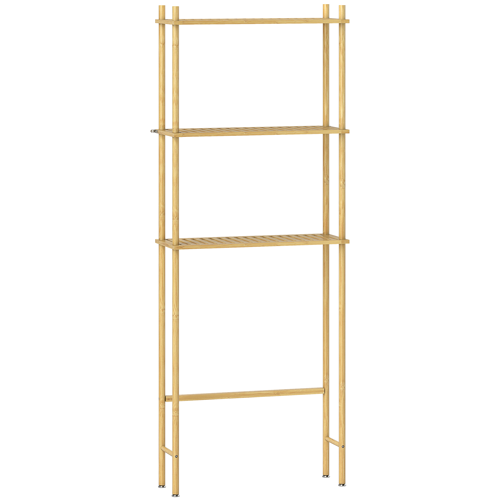 HOMCOM Półka na Toaletę 3 Poziomy, Osadzająca Miejsce, Naturalne Drewno 69 x 25,5 x 181 cm