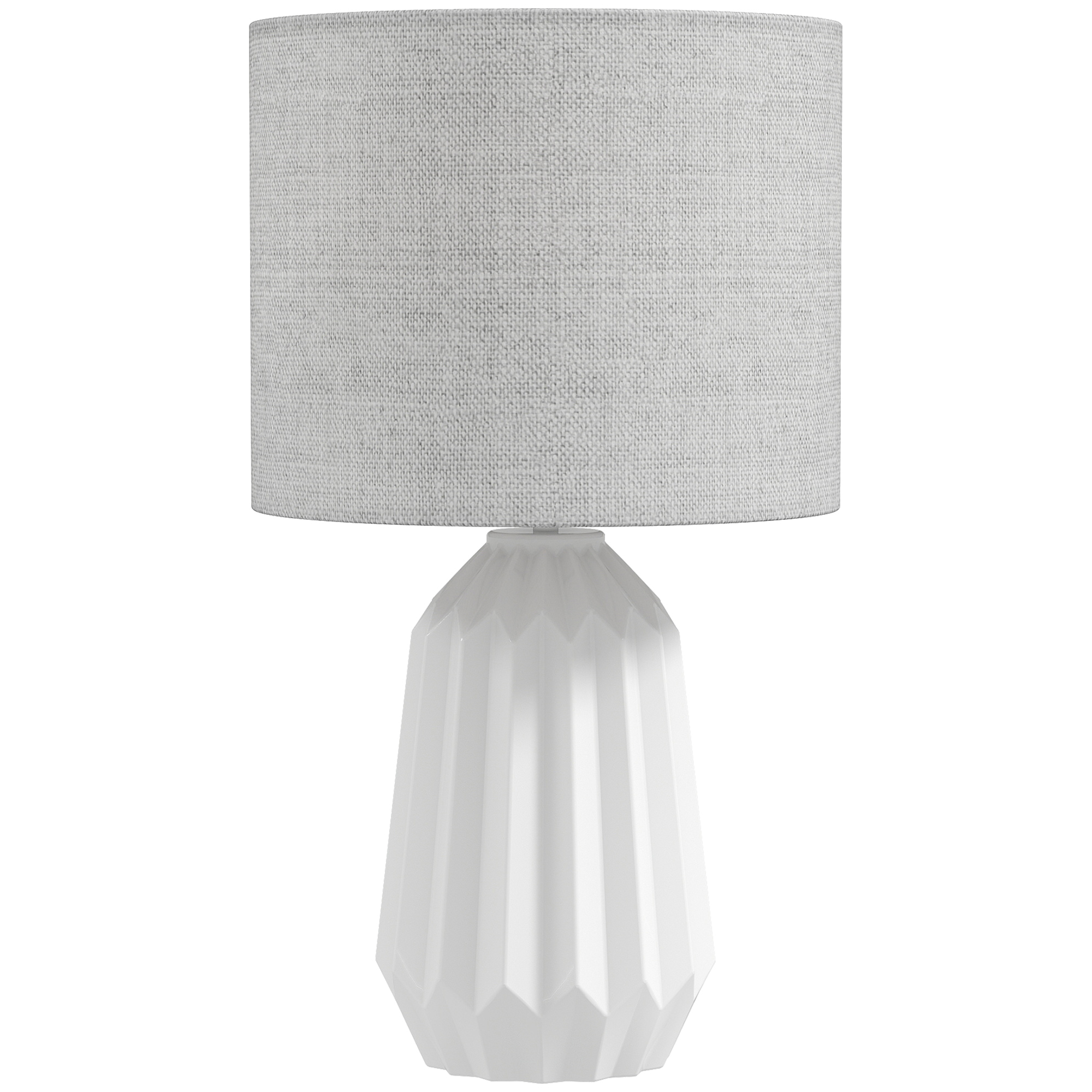 HOMCOM Lampa stołowa, lampka nocna z lnianym abażurem, przełącznik kołyskowy, lampa biurkowa, 22 x 22 x 39 cm, biały