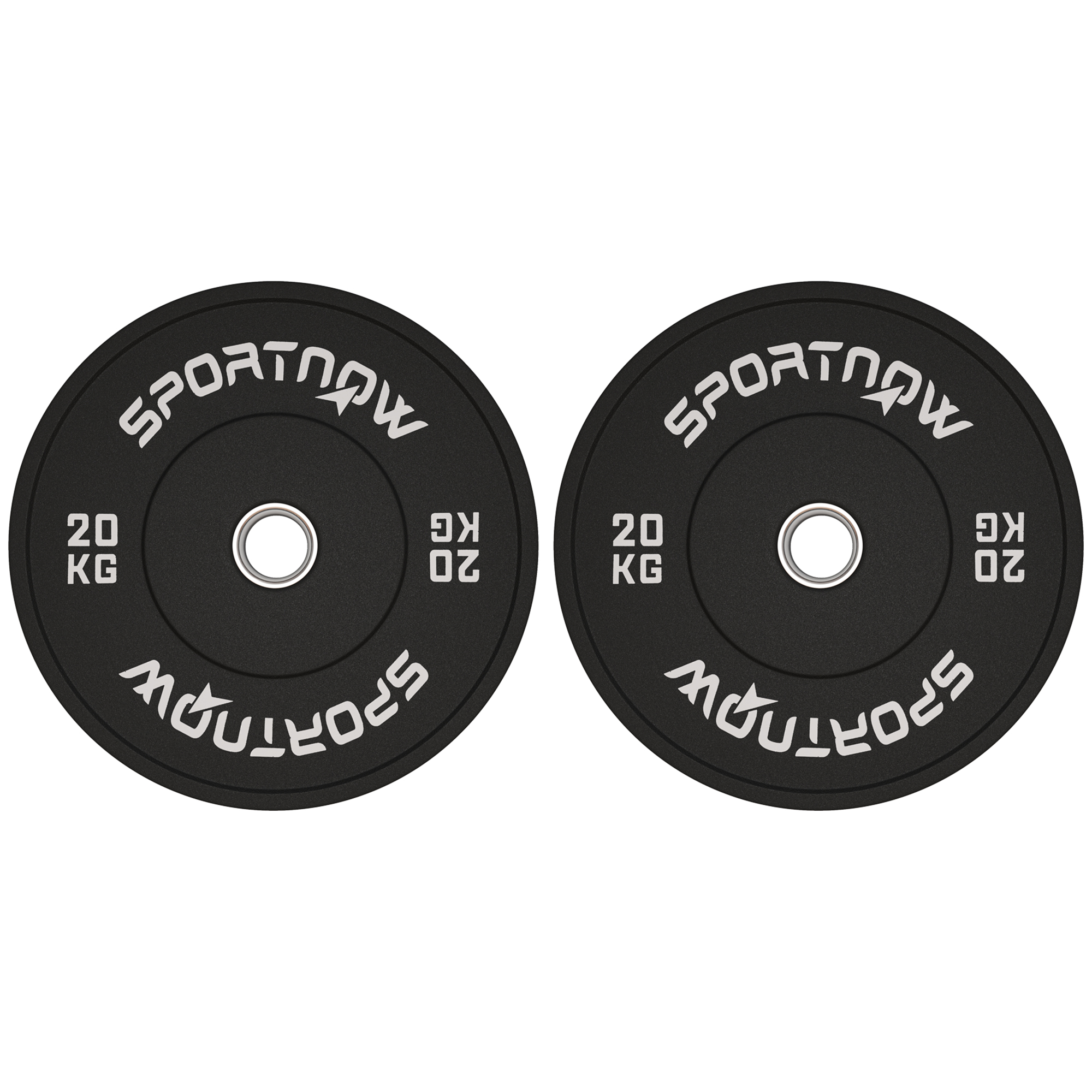 SPORTNOW Zestaw Ciężarków, 2 x 20 kg, Standard Olimpijski, Guma, Ciche, Czarny