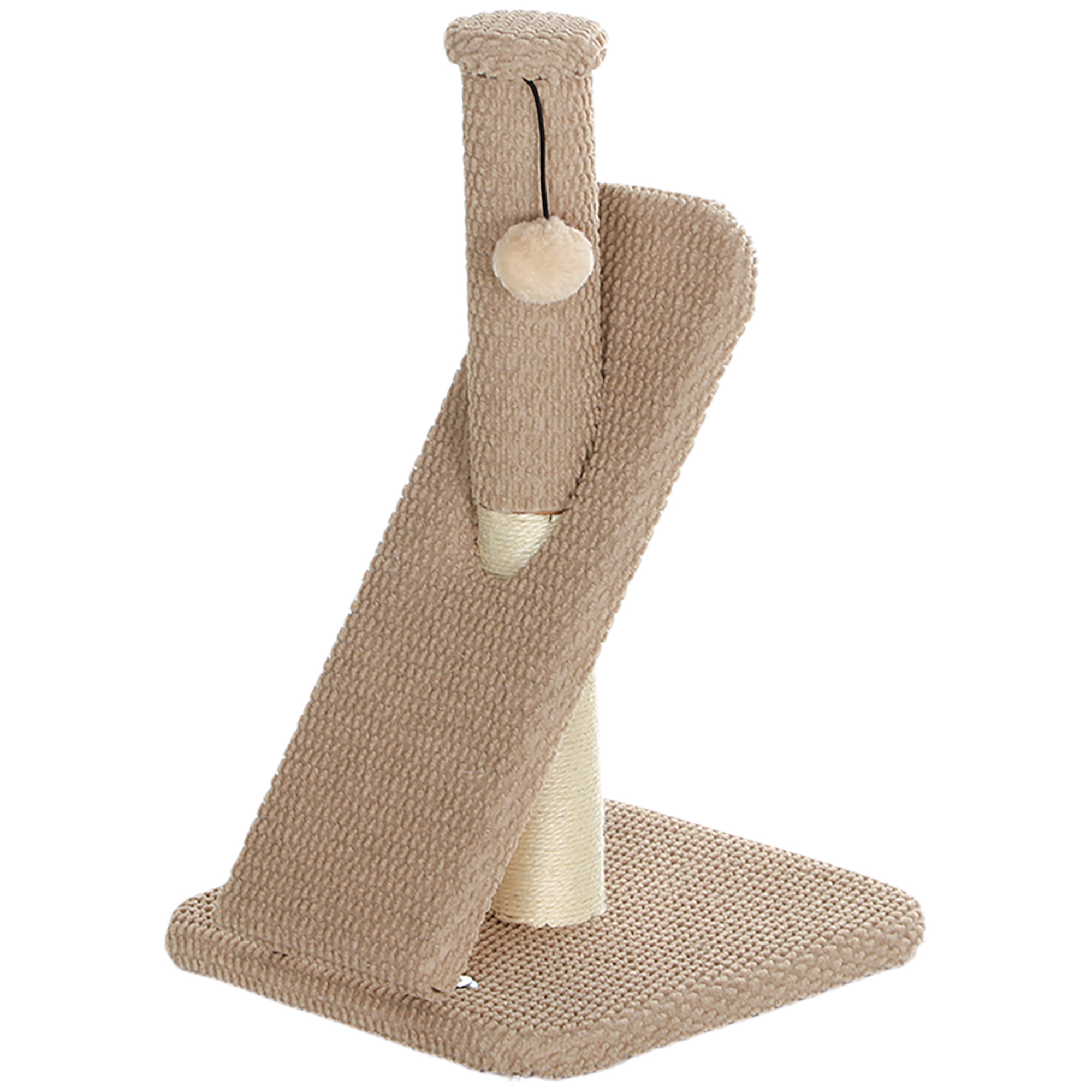 PawHut Drapak z deską do drapania, piłką do zabawy, strukturą z nopami/sizalem, 54 cm, Jasnobrązowy