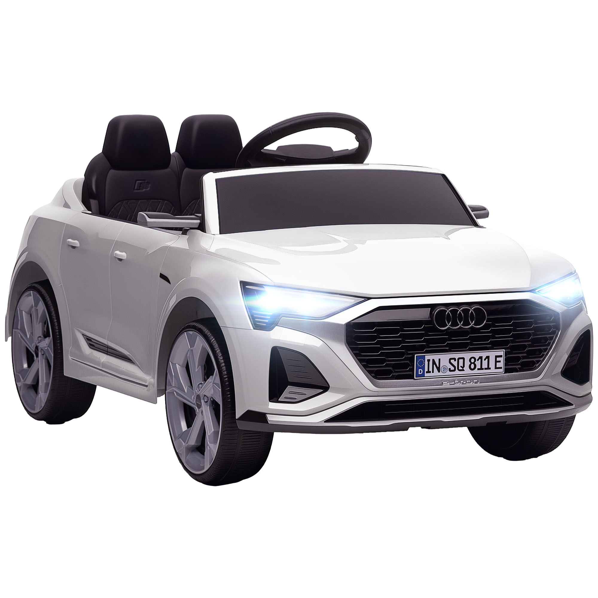 AIYAPLAY Elektryczny Samochód dla Dzieci Audi Q8 12V, Sterowanie Pilotem, Światła, Muzyka, Biały