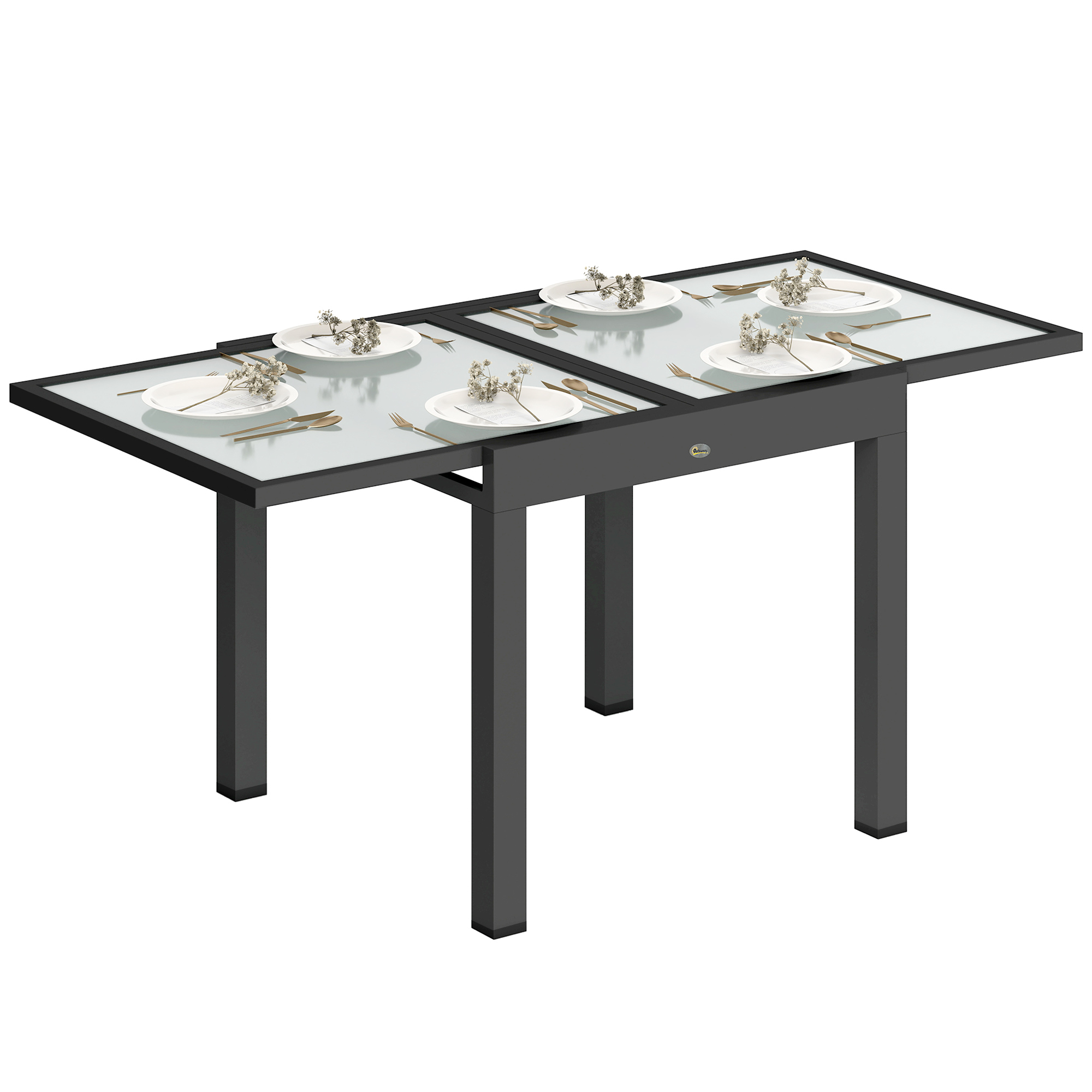 Outsunny Rozkładany stół ogrodowy, stół zewnątrzny, rozszerzalny buffet, odporny na warunki atmosferyczne, 160 cm × 80 cm × 75 cm, kolor czarny