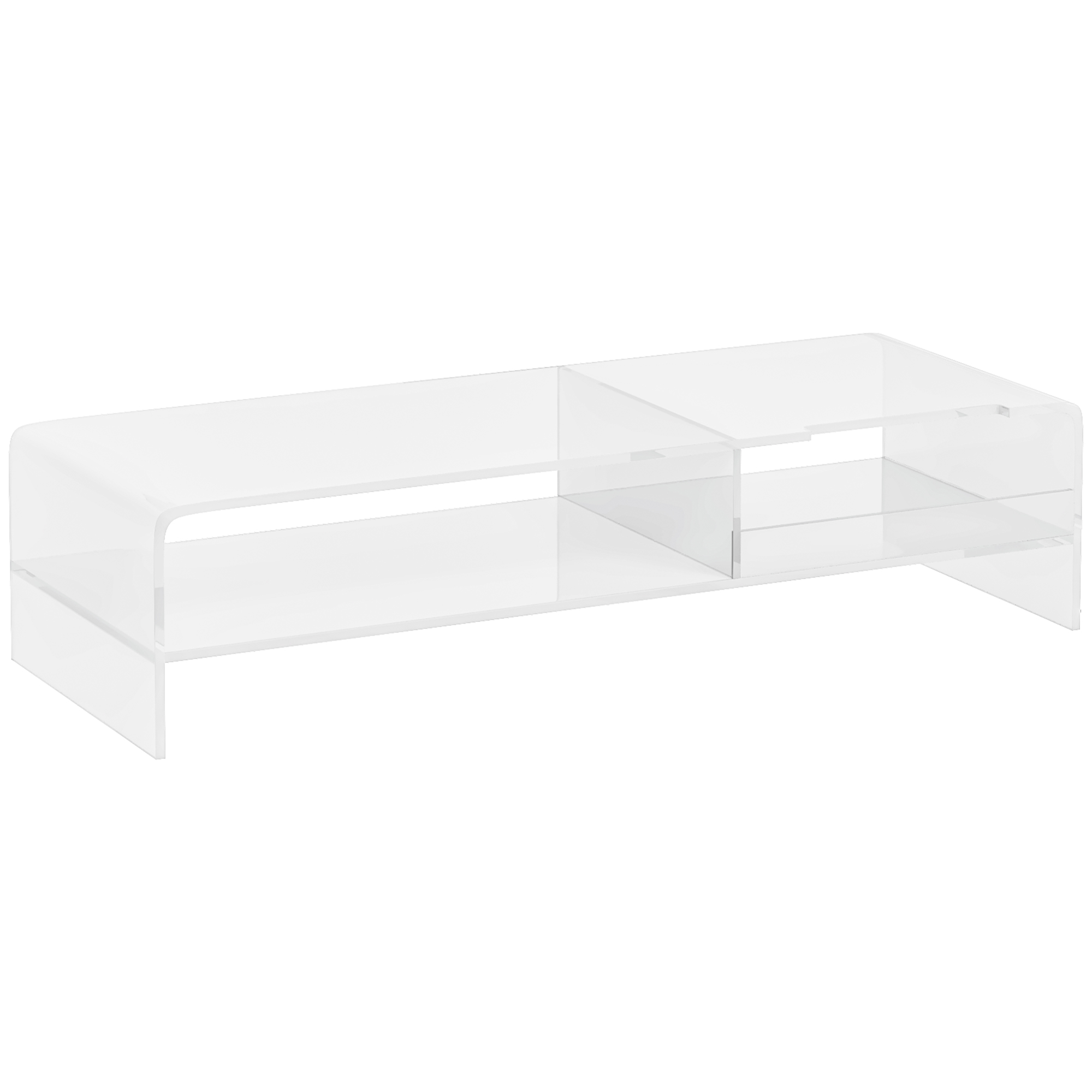 HOMCOM Stojak monitora z półką na klawiaturę, przezroczysty, do monitorów do 24 cali, 2 poziomy, akryl, 50,8 x 19 x 12 cm