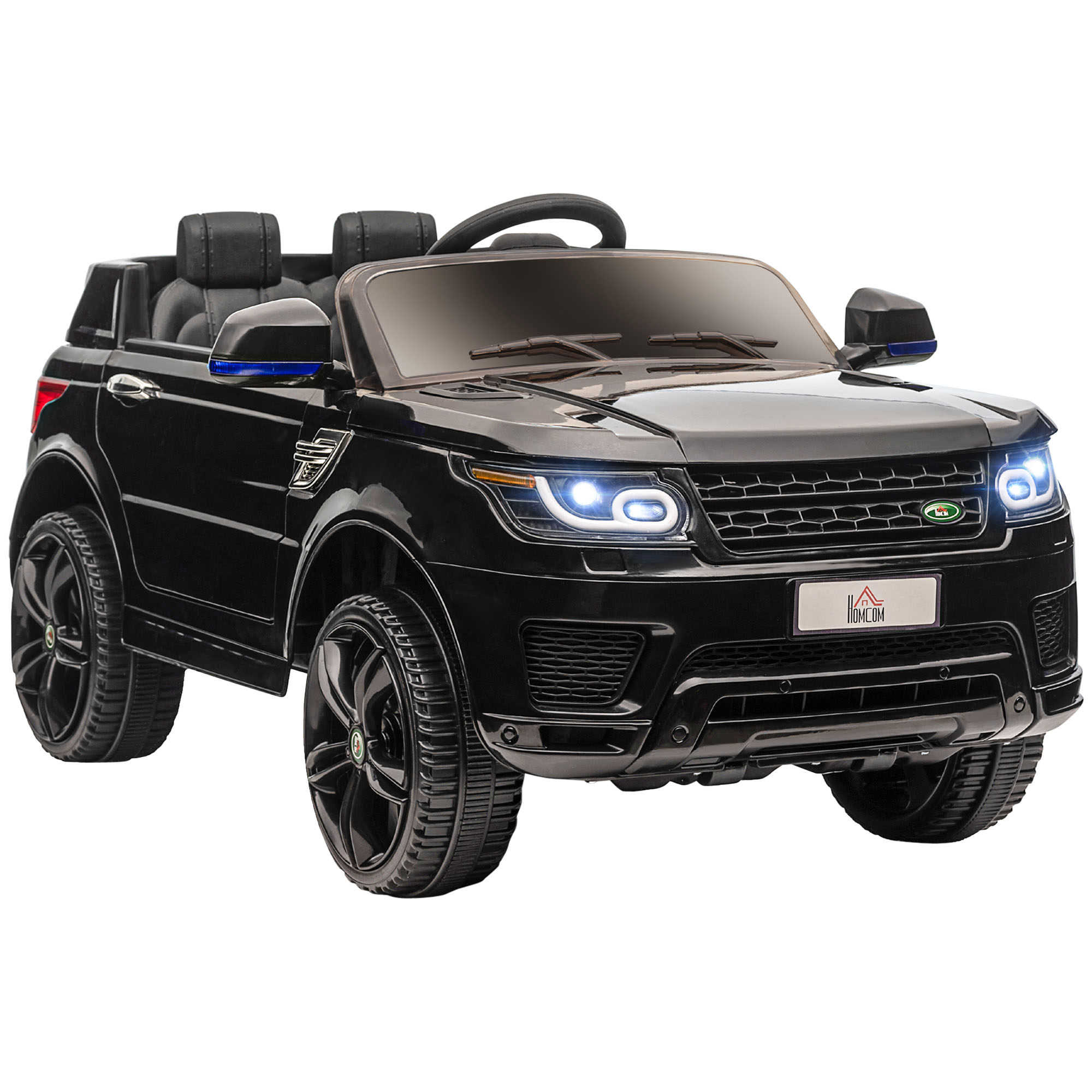 HOMCOM Elektryczny SUV dla dzieci, do 5 km/h, z pasem bezpieczeństwa, pilotem, reflektorami, funkcją muzyczną, czarny