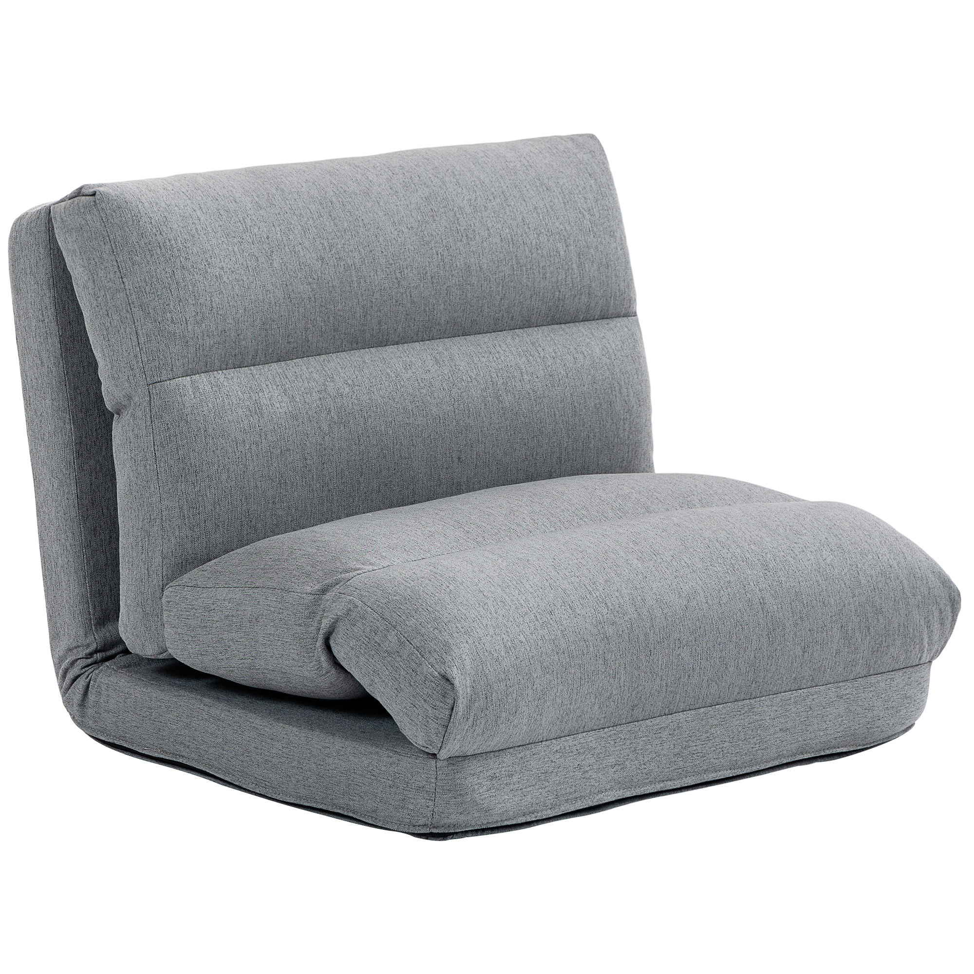 HOMCOM Fotel Podłogowy z Funkcją Łóżka, Regulowane Oparcie, Składany, do 120kg, 70 x 41 x 56 cm, Szary