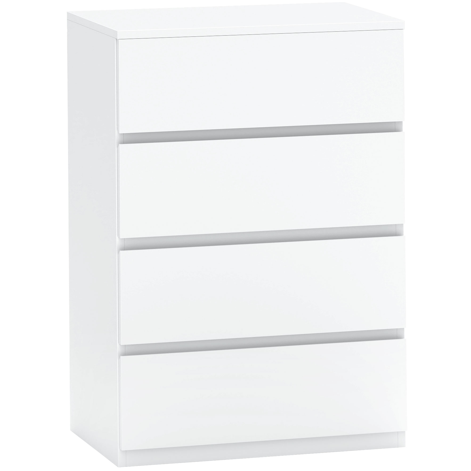 HOMCOM Komoda z 4 szufladami, biała, 55 x 33 x 80 cm, szafka biurowa z zabezpieczonymi uchwytami, do salonu i sypialni