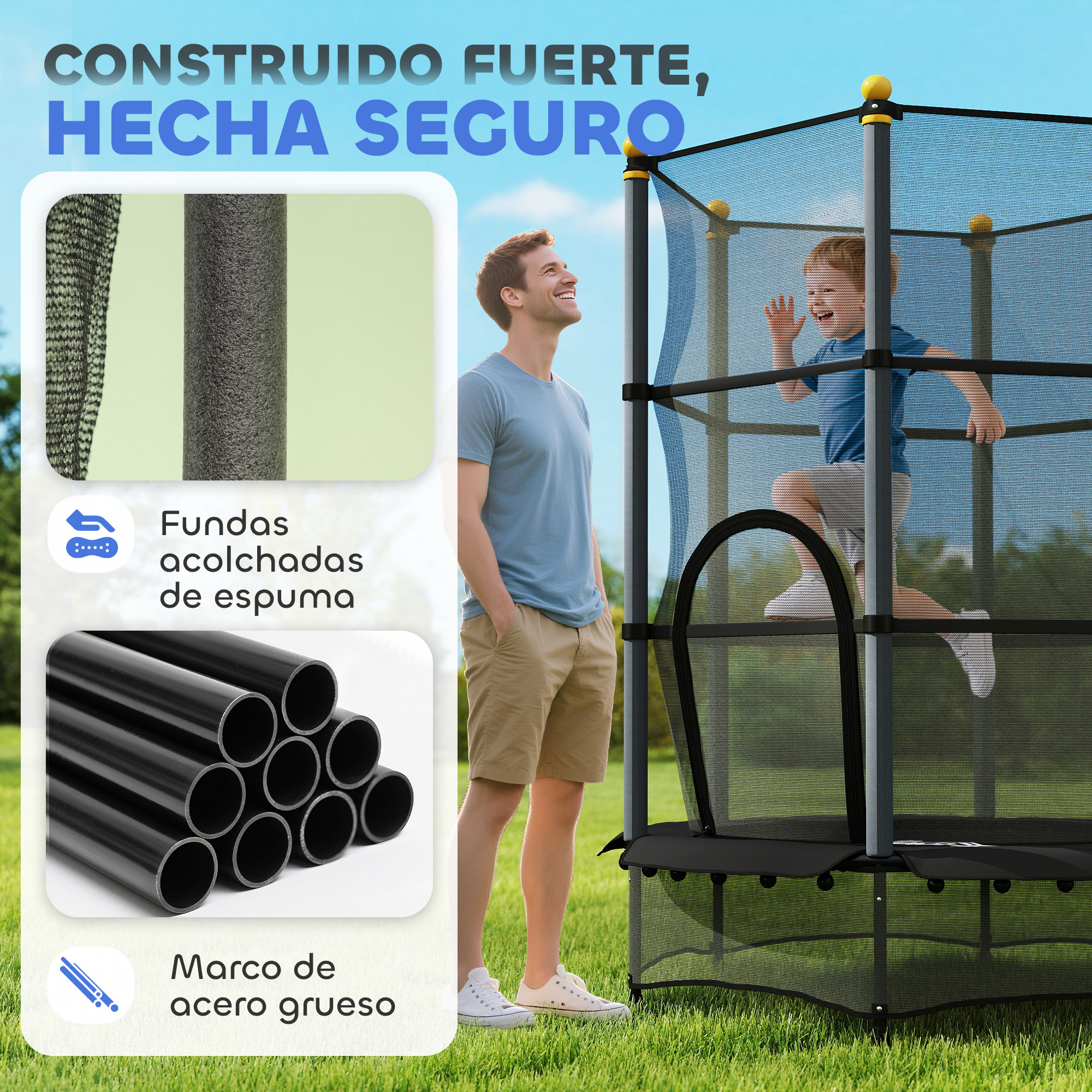 Trampolín Infantil 165 cm con Red de Protección, Cama Elástica para Niños Exterior Interior Antideslizante, Trampolin para Jardín Capacidad de Carga | Leroy Merlin Trampolín Infantil 165 cm con Red de Protección, Cama Elástica para Niños Exterior Interior Antideslizante, Trampolin para Jardín Capacidad de Carga | Leroy Merlin
