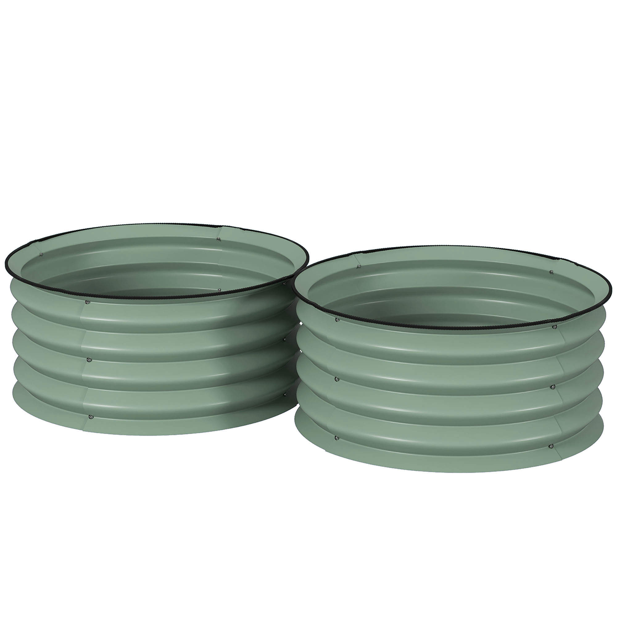 Outsunny Set of 2 Raised Garden Bed, Metal Planter Box with Safety Edging, Easy-to-assemble Stock Tank, Green   Aosom UK