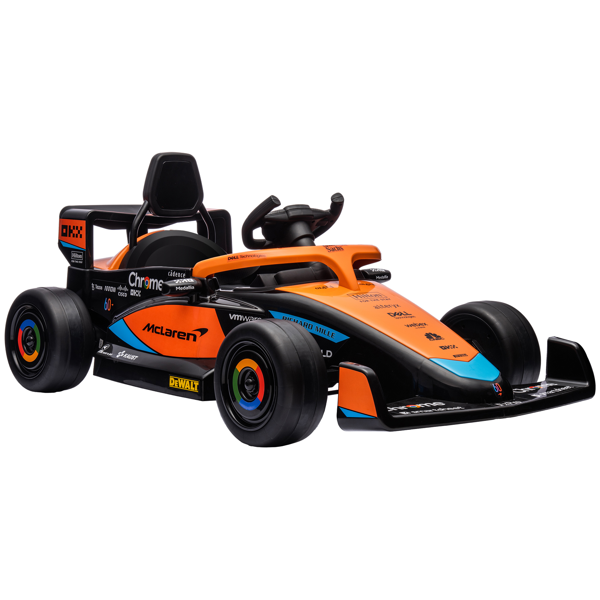 AIYAPLAY Elektryczne Auto Dziecięce, Formula 1 McLaren z Pilotem, Muzyką, dla Dzieci 3-5 Lat, Pomarańczowy