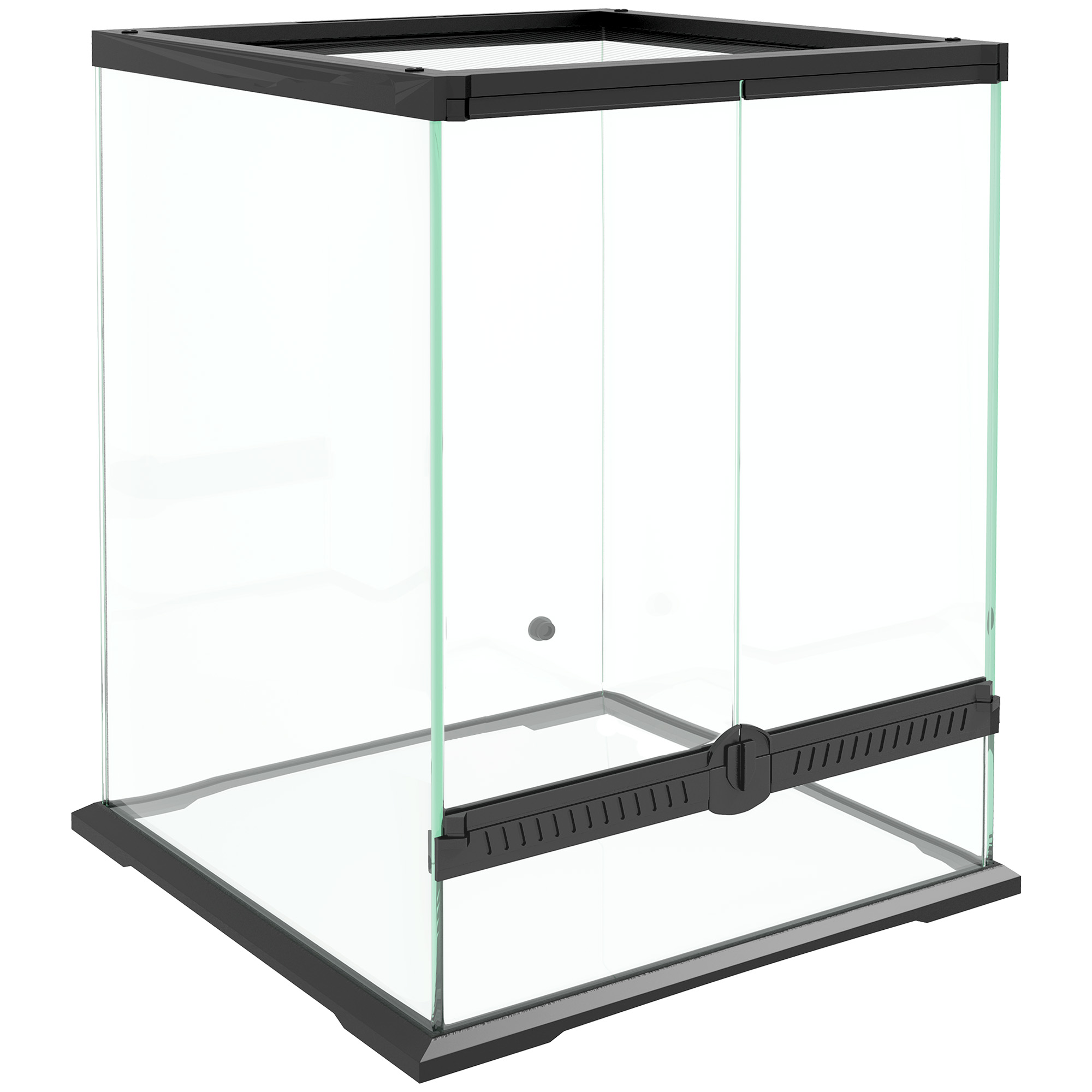 PawHut Terrarium szklane, zamek, zarządzanie kablami, 45x45x60cm, Czarny