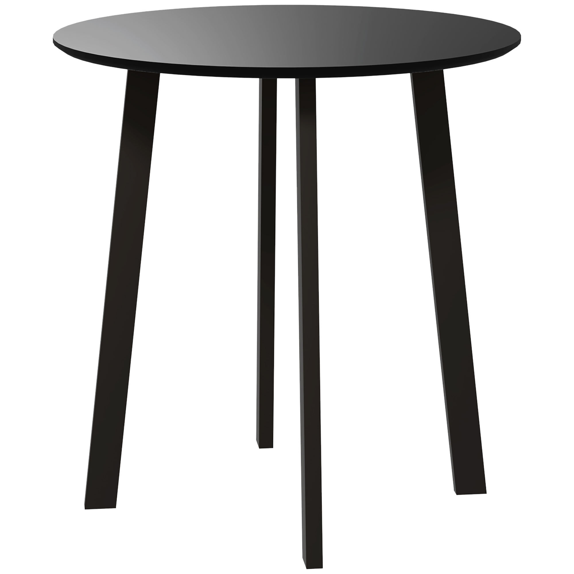 HOMCOM Stół obiadowy dla 2 osób, biała blat, metalowe nogi z nakładkami, Ø72 x 75H cm, Czarny