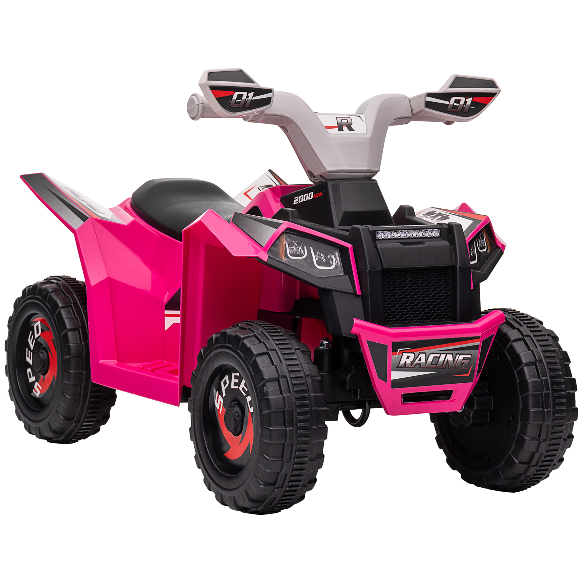 HOMCOM Elektryczny Quad dla Dzieci, 2,5 km/h, Jazda Do Przodu i Do Tyłu, dla Dzieci 18-36 Miesięcy, Różowy