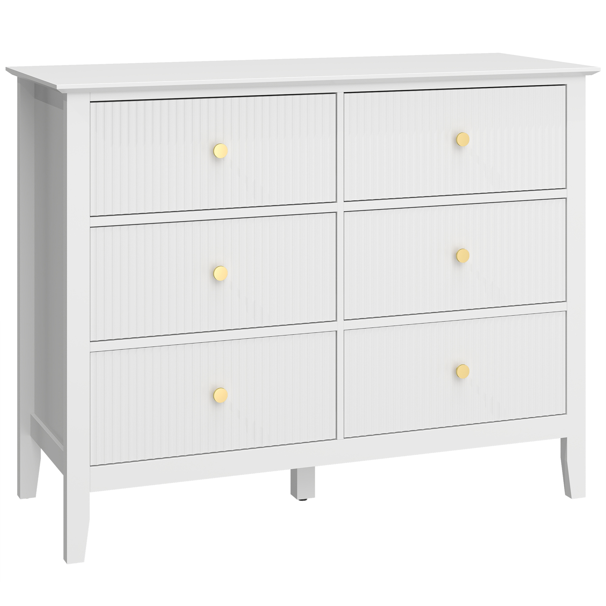 HOMCOM Komoda Sideboard z 6 szufladami Nowoczesna komoda do przechowywania do salonu sypialni przedpokoju 100 x 40 x 78 cm Biały | Aosom PL