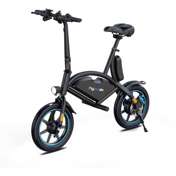 Draisienne électrique - FLYBLADE - 350 W - Max 25 km/h - 14 - Bluetooth - Pliable - Support de téléphone - Noir