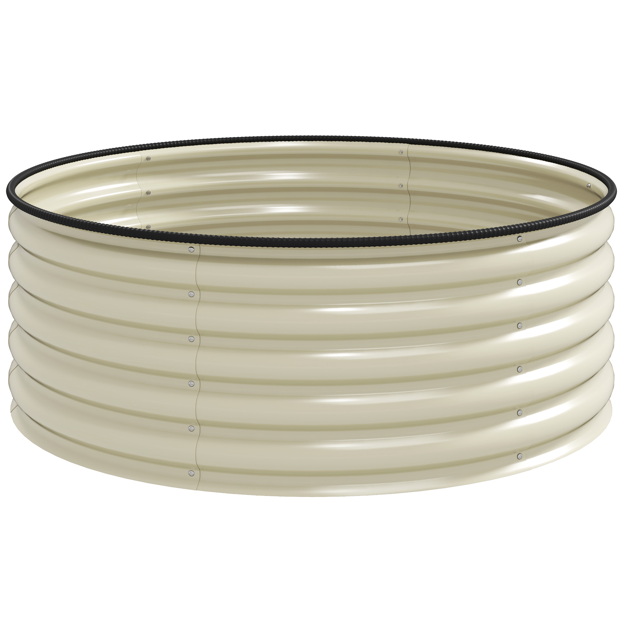 Outsunny Galvanised Raised Garden Bed with Safety Edging, Outdoor Raised Planter Box with Gloves, 120 x 120 x 43cm, Cream White