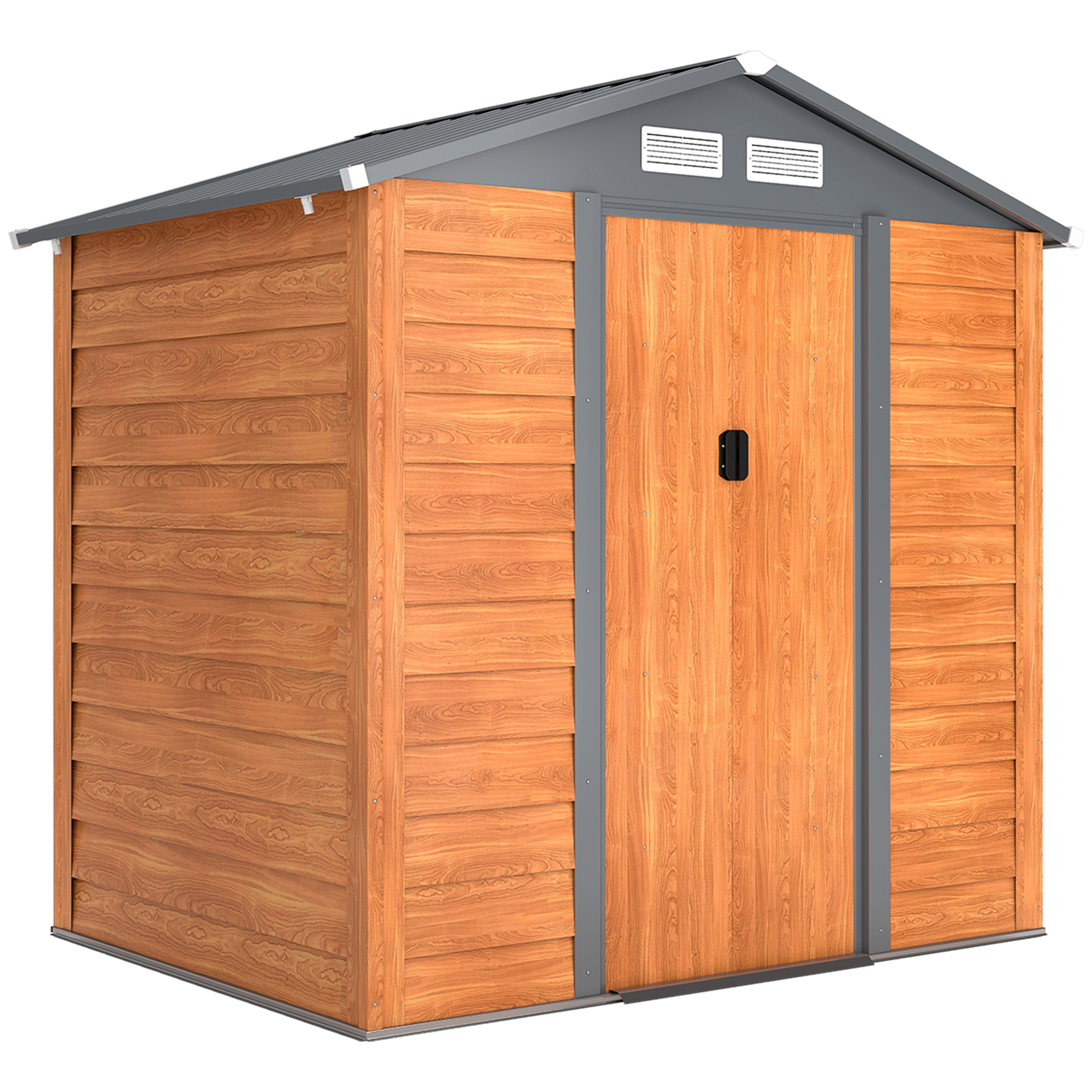 Outsunny 6 x 5 ft Garden Storage Shed Apex Store for Gardening Tool with Foundation and Ventilation, Brown