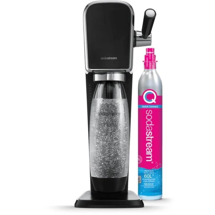 Machine a soda et eau pétillante - SODASTREAM - ART - 1 bouteille compatible lave-vaiselle - 1 recharge de gaz 60 L - Noir