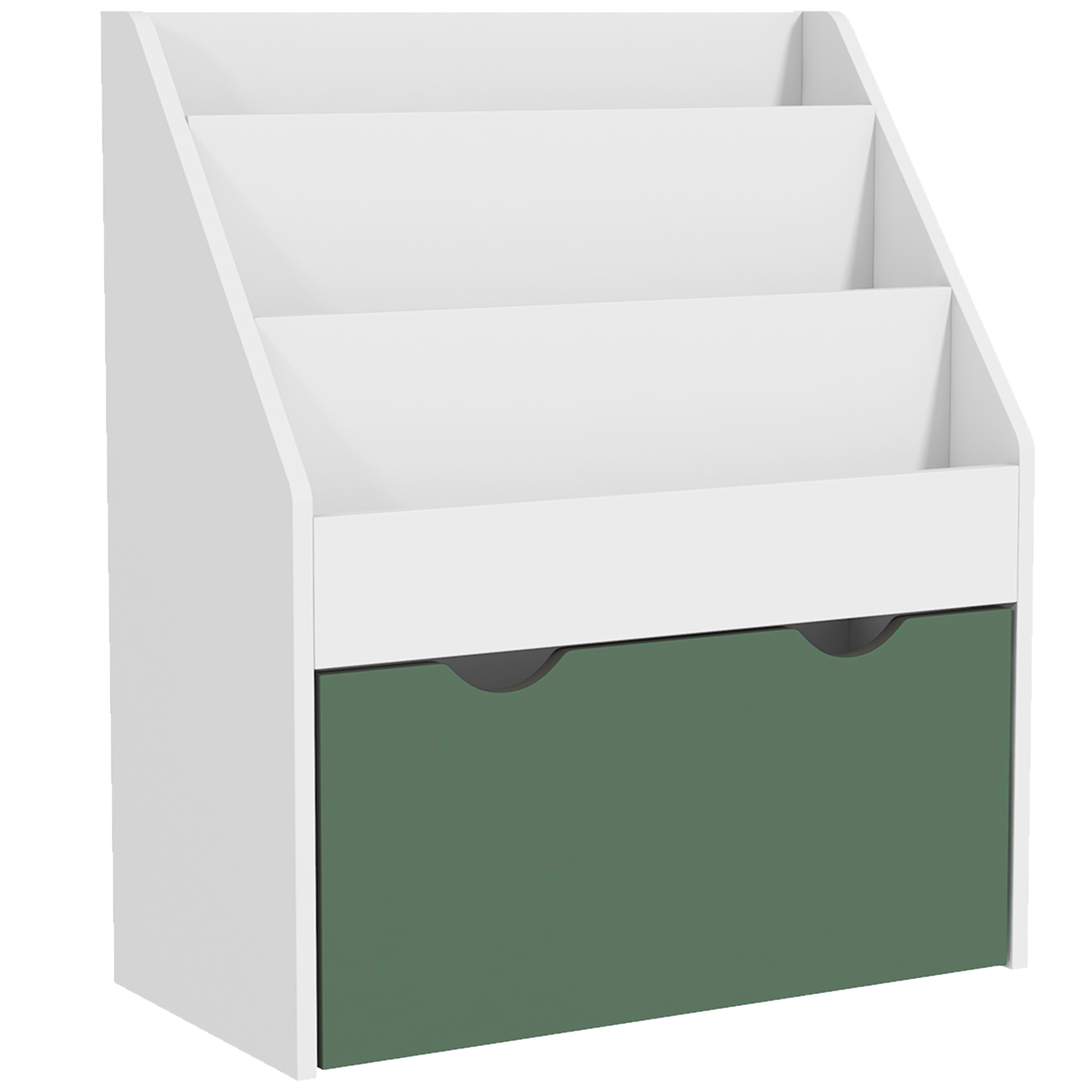 AIYAPLAY Libreria per Bambini 3-8 Anni a 3 Ripiani con Cassetto Inferiore, in MDF, 62.5x30x70 cm, Verde   Aosom Italy