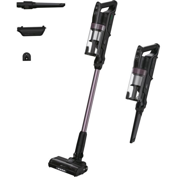 "Aspirateur Balai sans fil - HOOVER HF1P10H - 40 AW - Ecran LED - Noir / Pastel violet"