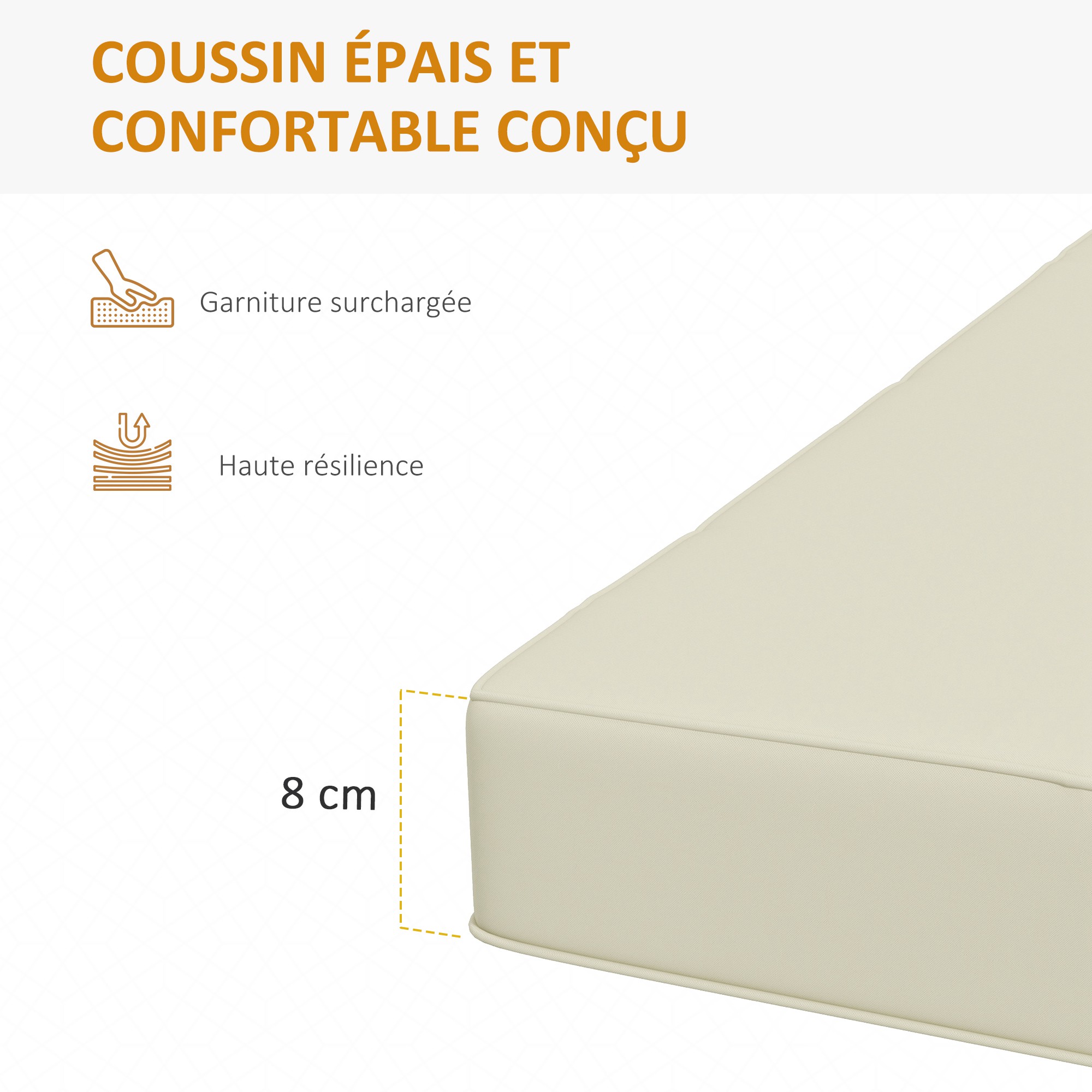 Outsunny Coussin D'Assise Banc Jardin Rembourré 100x40x10cm - Gris Foncé Chesterfield