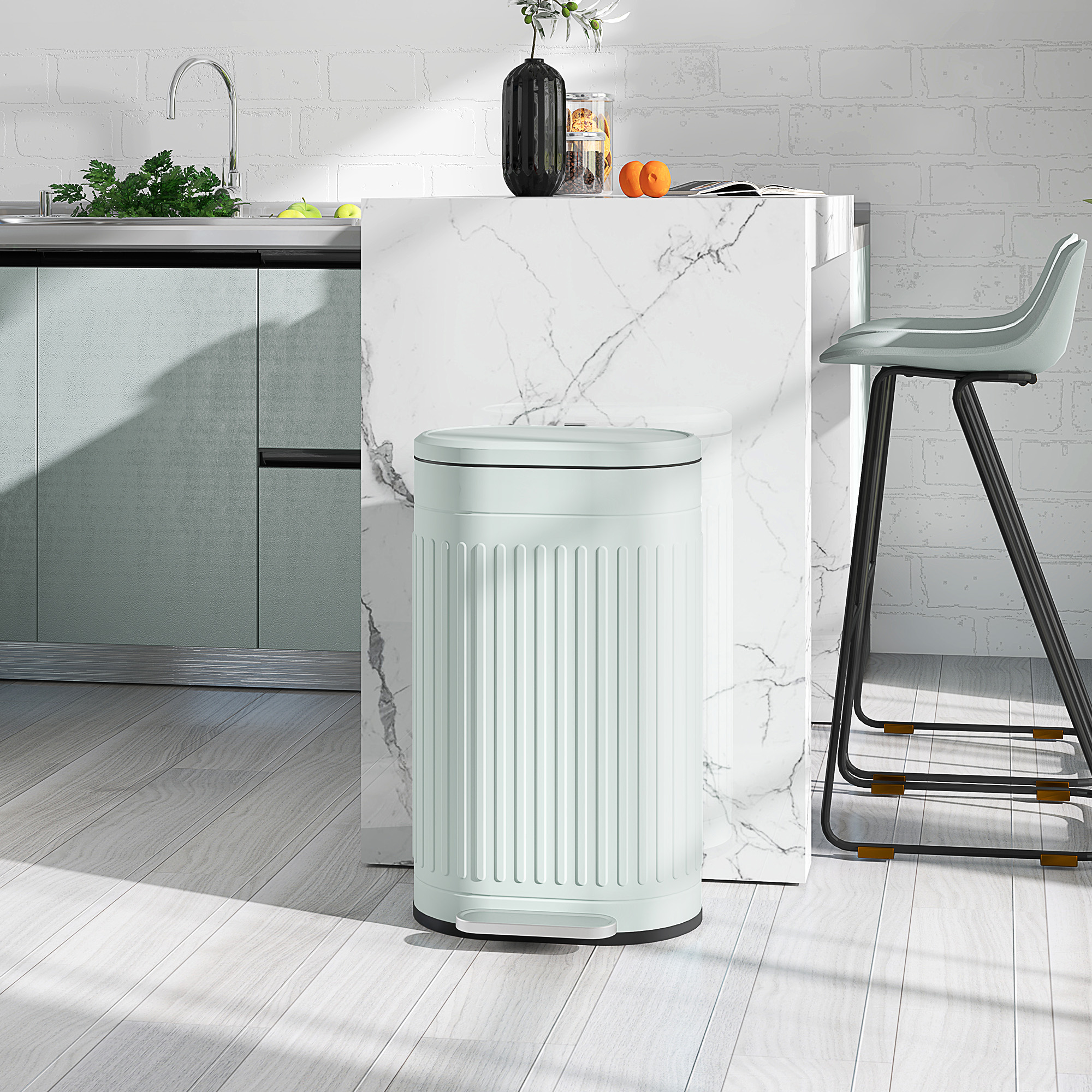 HOMCOM Mülleimer 30L Treteimer Abfalleimer mit Deckel und Fußpedal, Müllbeh günstig online kaufen