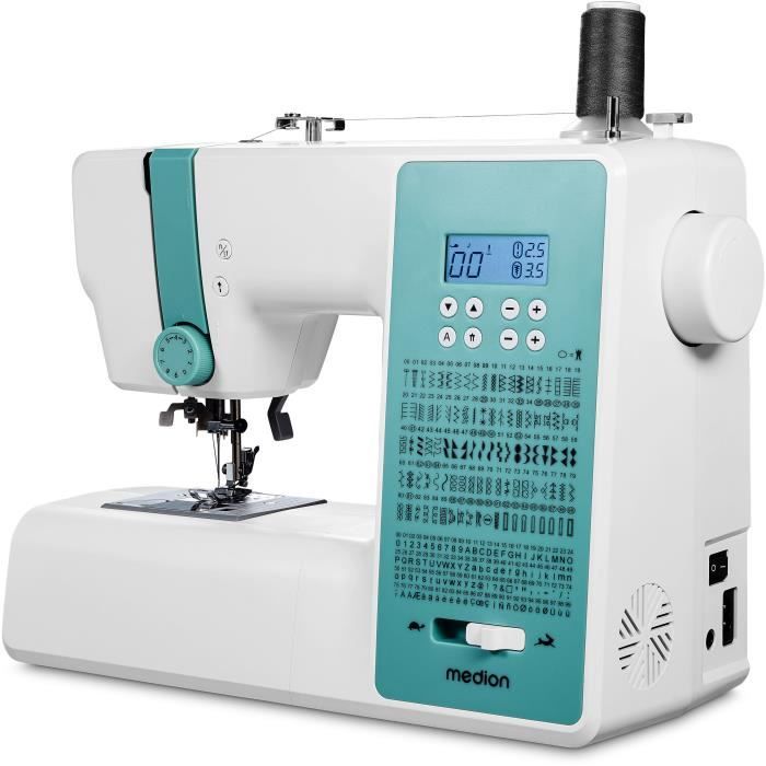 Machine a Coudre Numérique - MEDION - SD 36 - 38W - 270 Points - 700 tr/min - LED - Turquoise