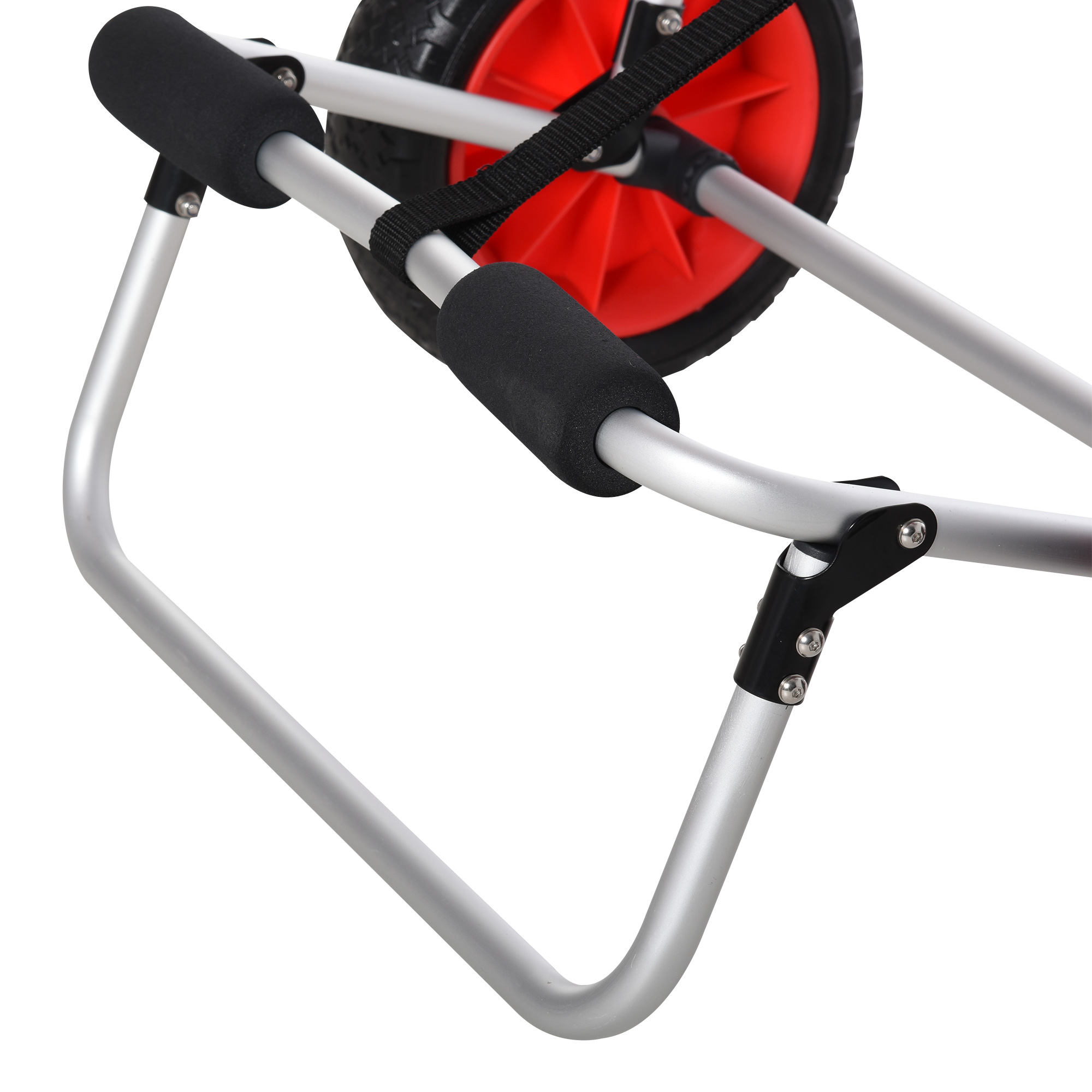 SPORTNOW Chariot De Transport Kayak / Paddle / Canoë – Largeur Réglable 13,5-41 Cm, Grandes Roues, Aluminium Léger + Sangles