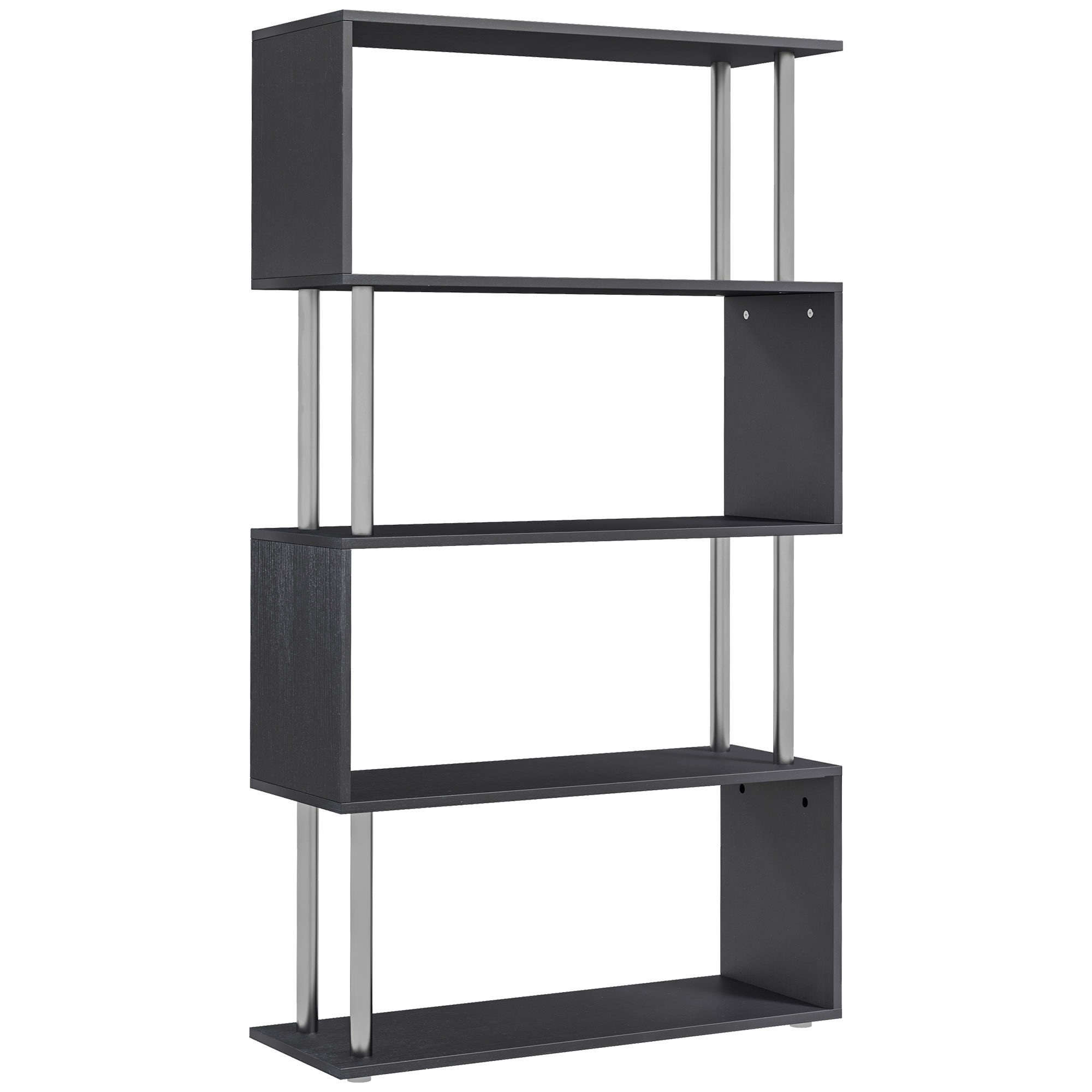 HOMCOM Estantería Librería para Dormitorio Oficina de Melamina con Vetas y Metal con 5 Estantes 80x30x145 cm Negro | Aosom España