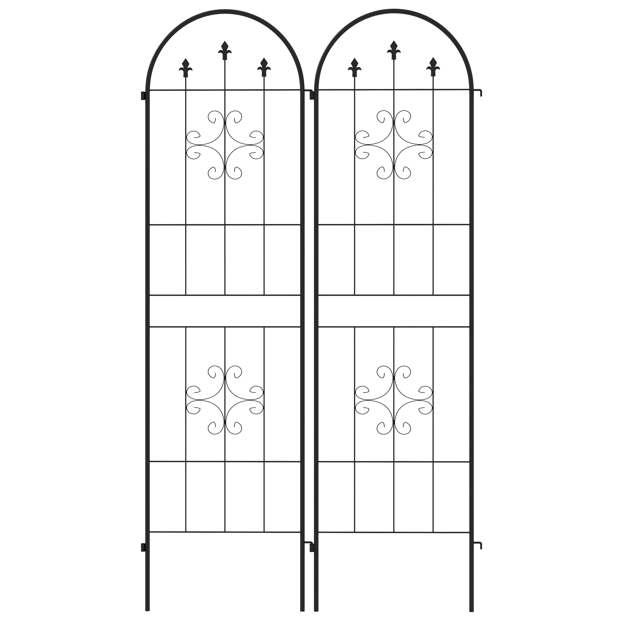 Outsunny Lot de 2 treillis de jardin, support pour plantes grimpantes en acier, 50L x 180H cm, noir