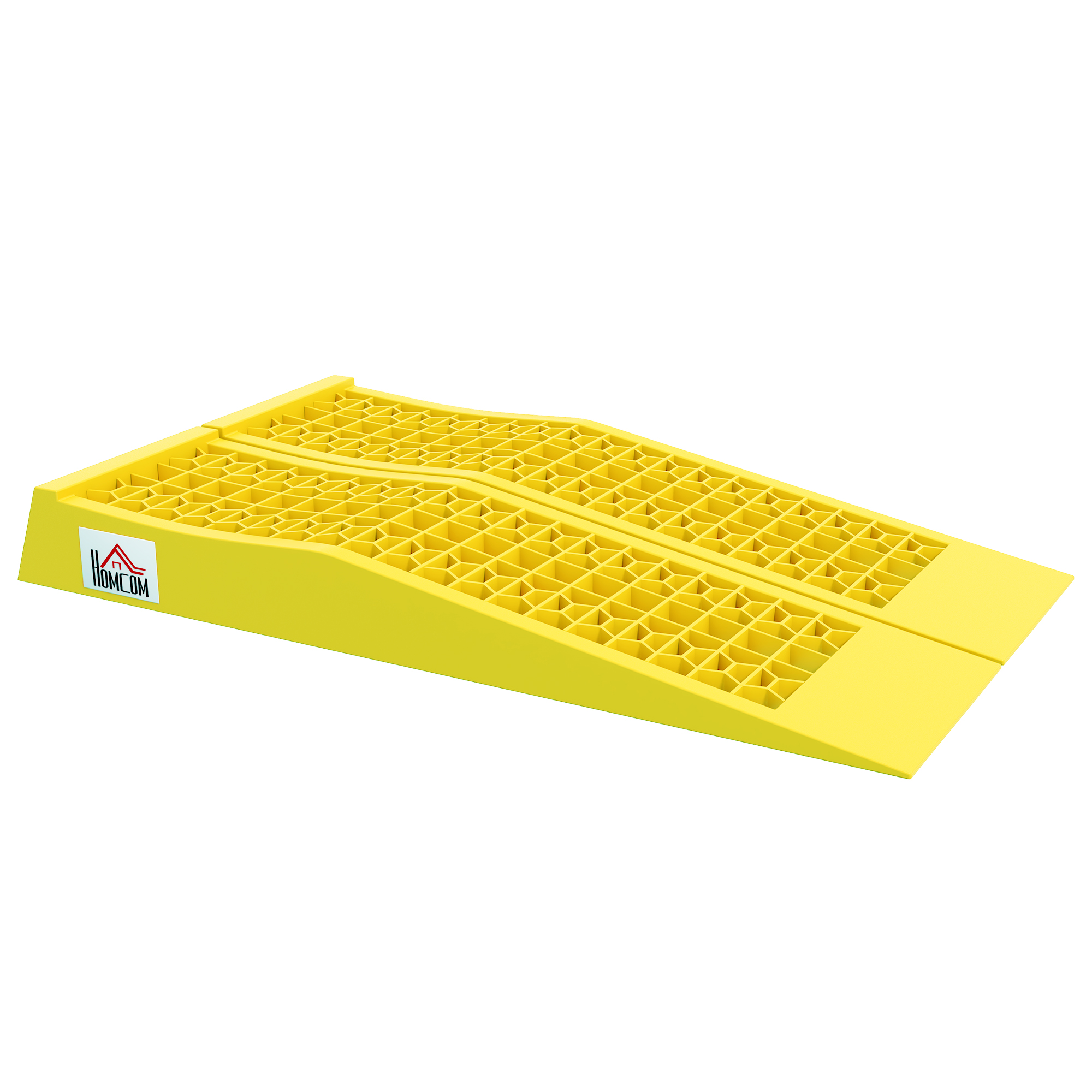 HOMCOM Ensemble de 2 rampes pour voiture véhicule utilitaire rampe de chargement dim. 70L x 19,5l x 7,8H cm PP jaune