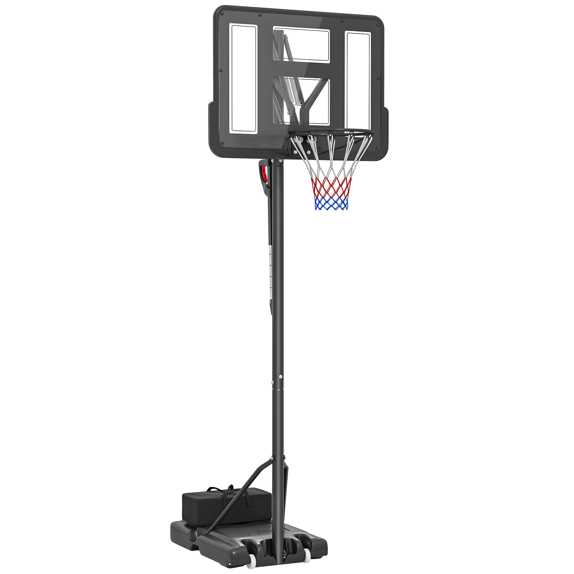 SPORTNOW Canasta de Baloncesto de Exterior con Altura Ajustable 235-305 cm con Ruedas Base Rellenable Bolsa de Peso Negro