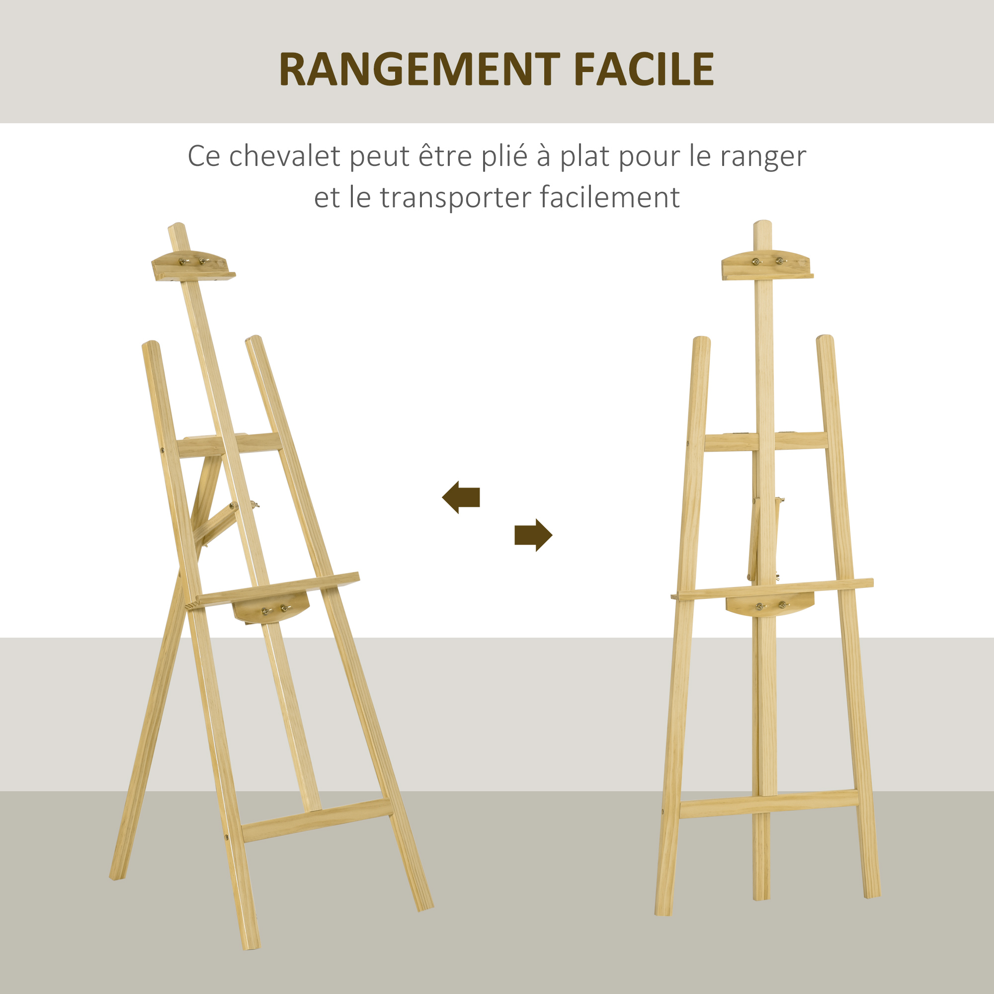 HOMCOM Chevalet d'artiste sur pieds pliable dim. 51,5L x 71,5l x 134,5H cm inclinaison réglable 90° max. bois de pin coloris noyer foncé | Rakuten