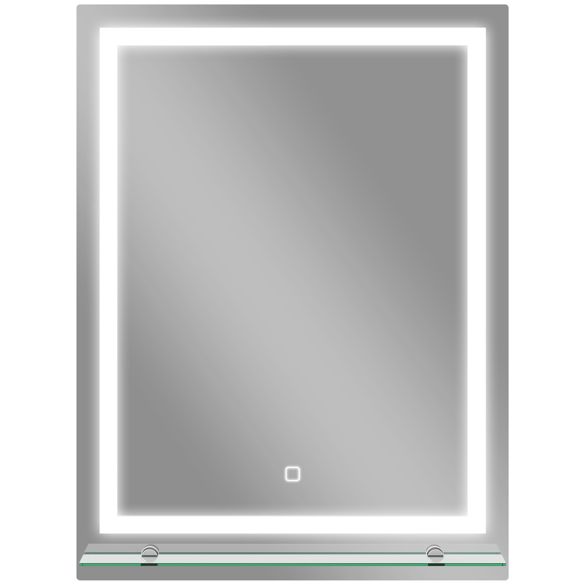 kleankin Espejo para Baño 60x80 cm con 3 Colores de Luz Estante de Vidrio Función de Memoria e Interruptor Táctil Plata