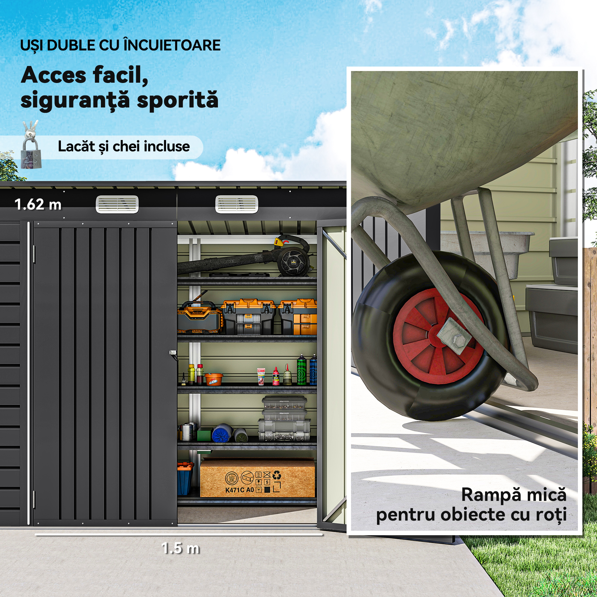  Sopron Gradina 8×4 ft - Otel Galvanizat pentru Depozitare [5]