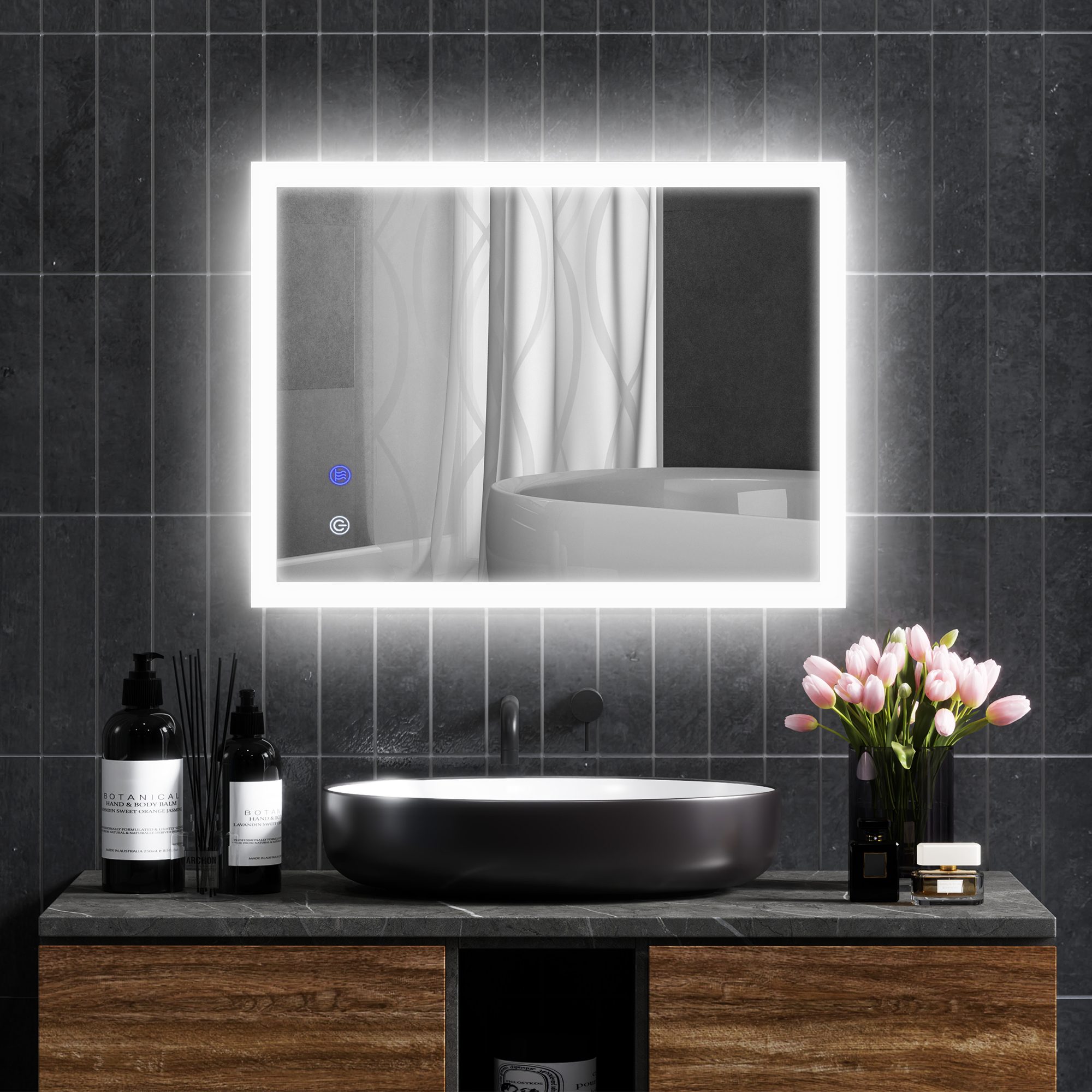 kleankin Badspiegel 80x60 cm LED Lichtspiegel mit Touchschalter und Memory günstig online kaufen