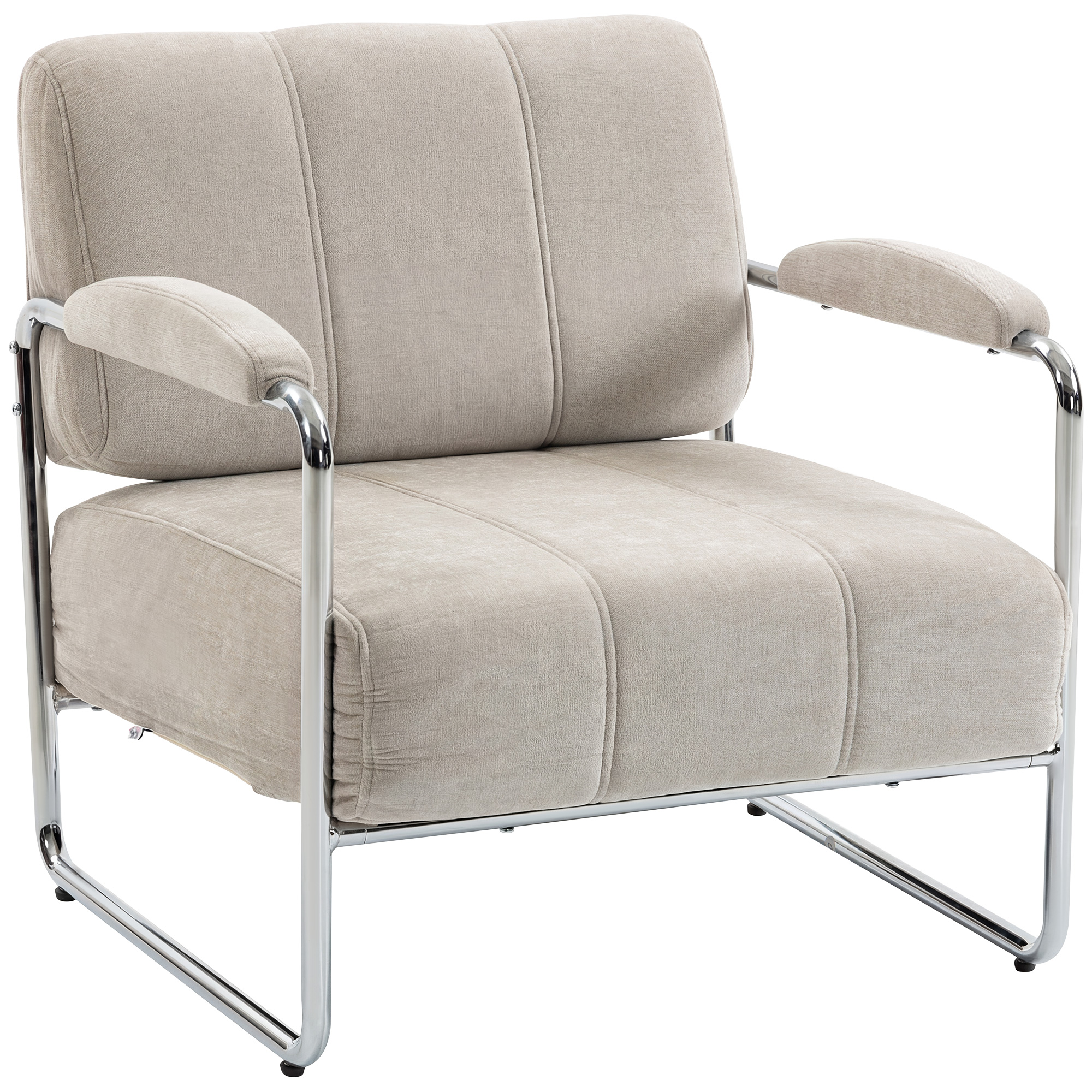HOMCOM Fauteuil de salon Fauteuil de chambre Rembourrage épais en chenille Beige