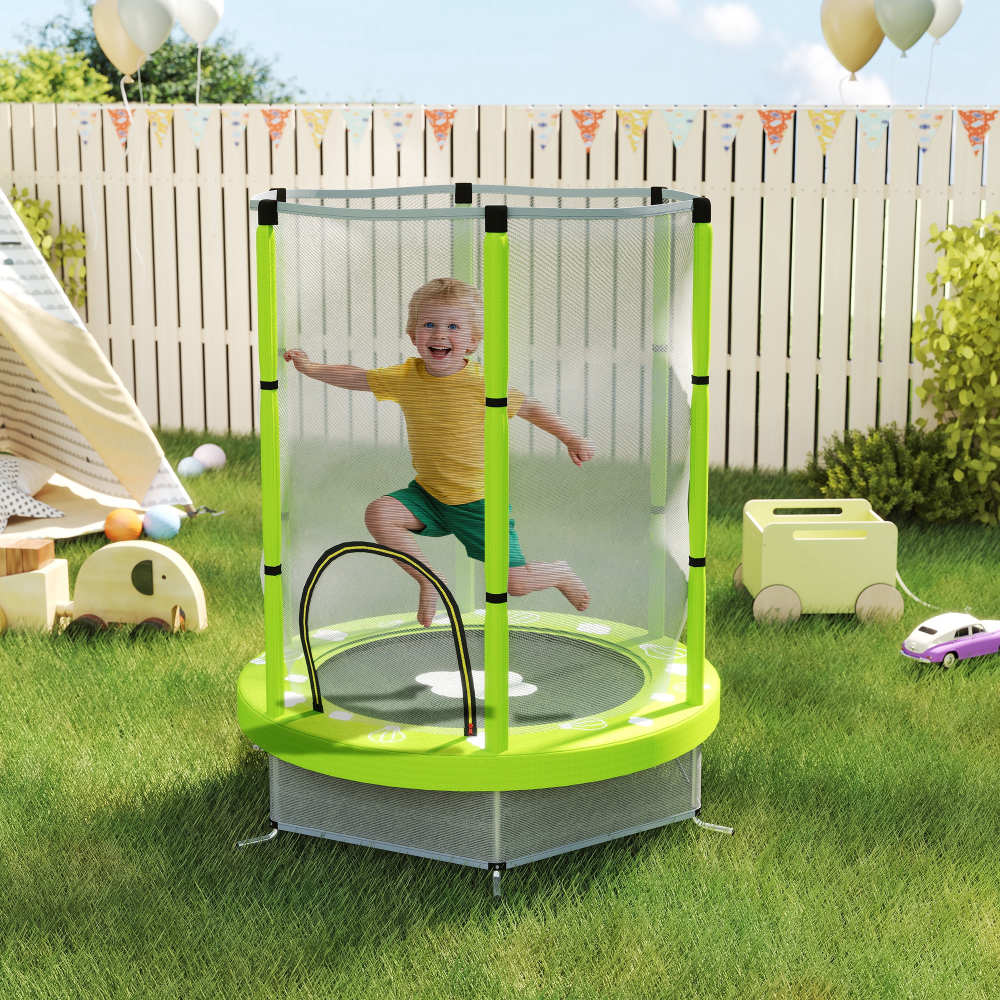 Trampolino Elastico Per Bambini Da 3 Anni 175 Cm Con Rete Di Protezione Multicolore 85374809 - 11
