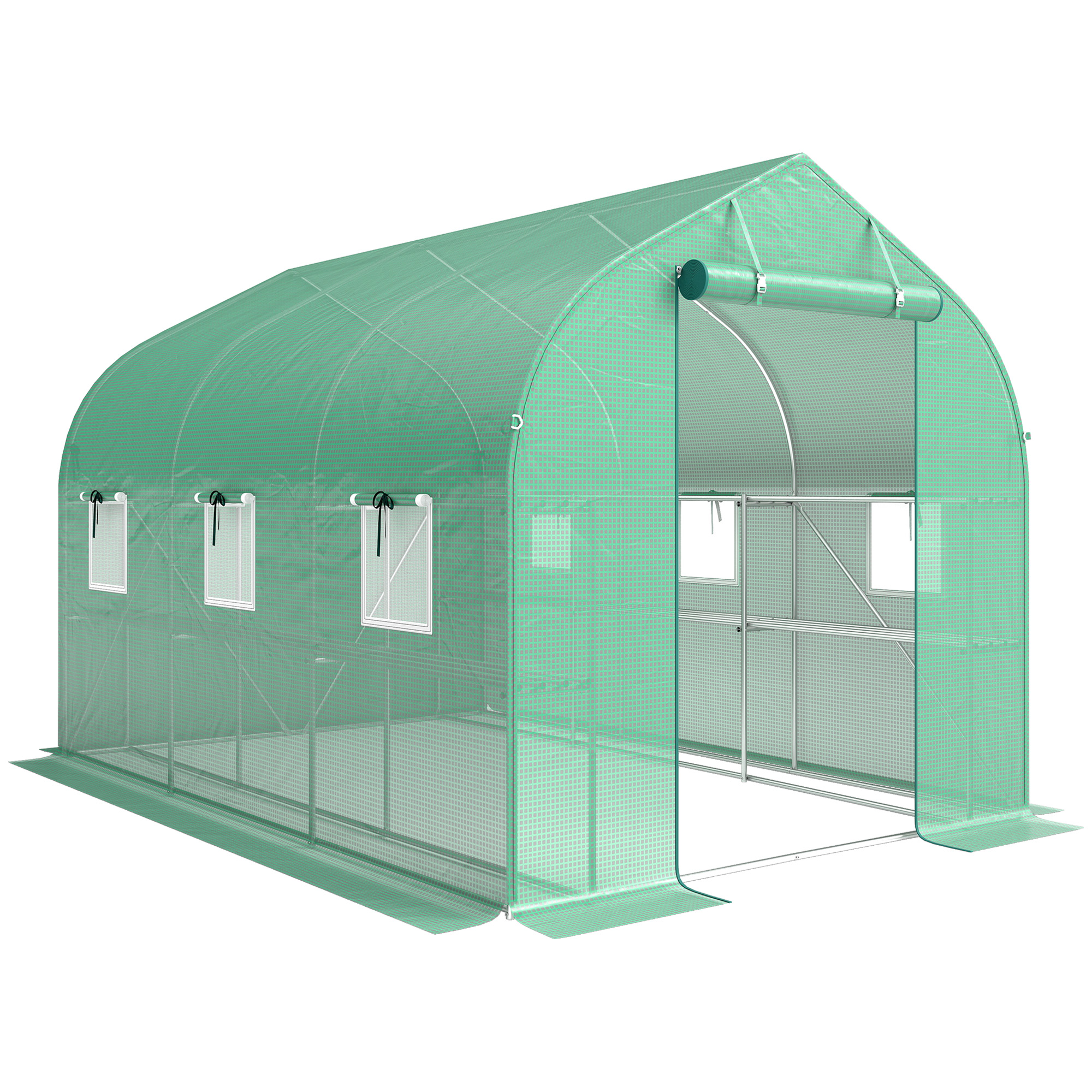 Outsunny Tunnel-Gewächshaus 6 m², Gewächshaus mit Regalen, 198 x 293 x 194 günstig online kaufen