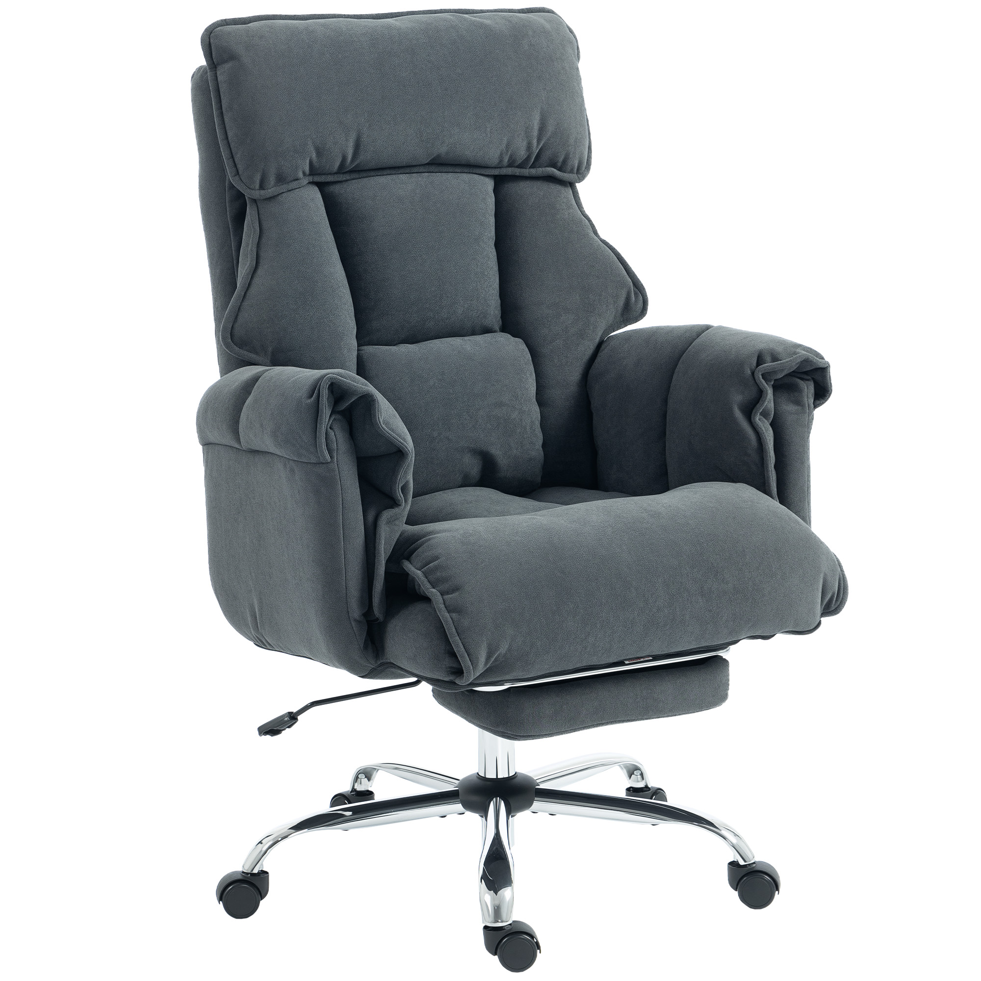 HOMCOM Silla de Oficina Giratoria con Soporte Lumbar y Reposapiés, Altura Ajustable, Gris Oscuro | Aosom España