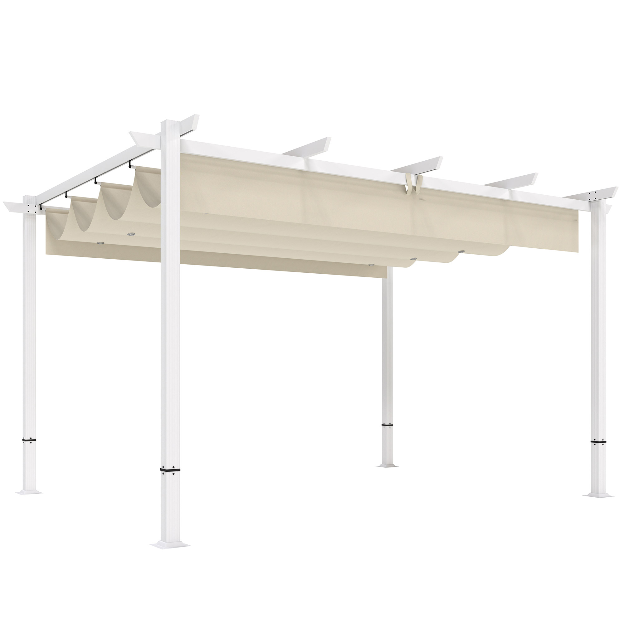 Outsunny Pergola 3 x 4 m Copertura per terrazza con tetto scorrevole, chiusure magnetiche, UV30+ Beige   Aosom Italy