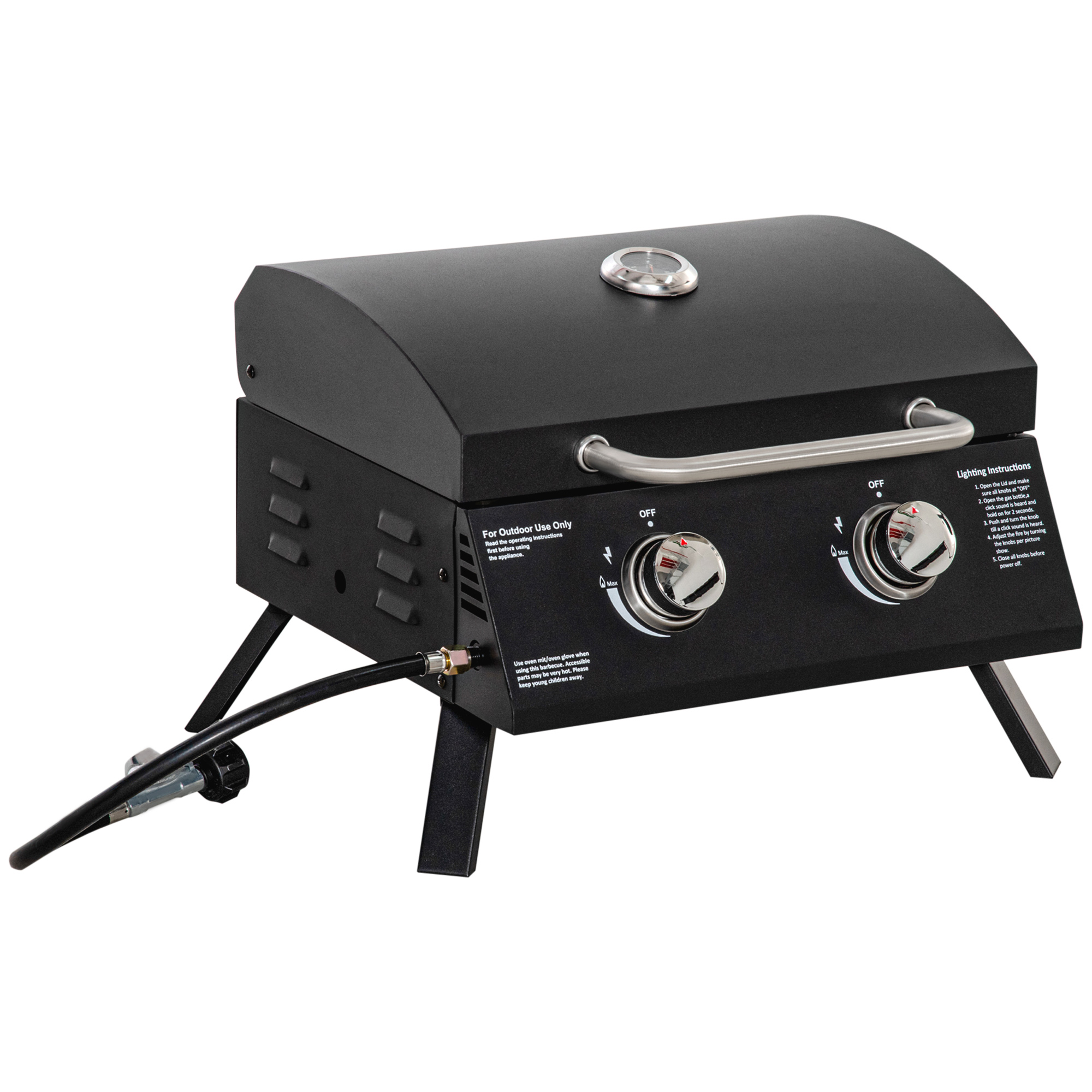 Outsunny Gasgrill BBQ klappbar mit 2 Brennern und Deckel, ablesbarem Thermo günstig online kaufen
