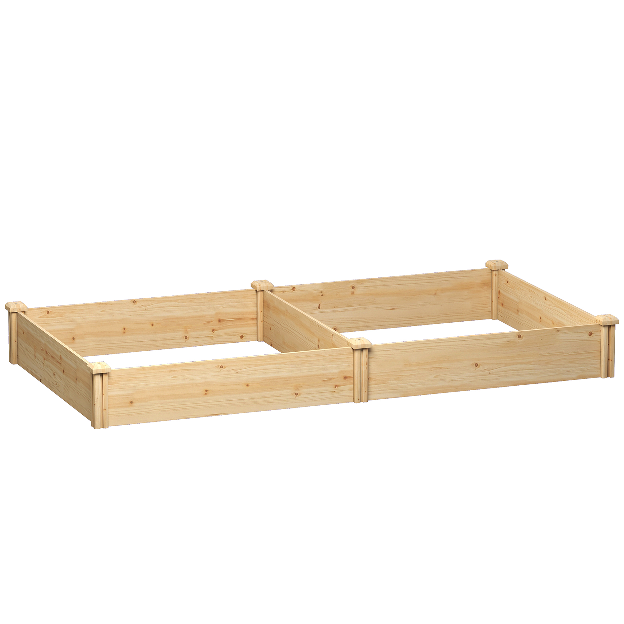 Outsunny Jardinera Elevada de Madera Huerto Urbano para Cultivar Plantas con Divisor y Base Abierta 235x121x26 cm Natural