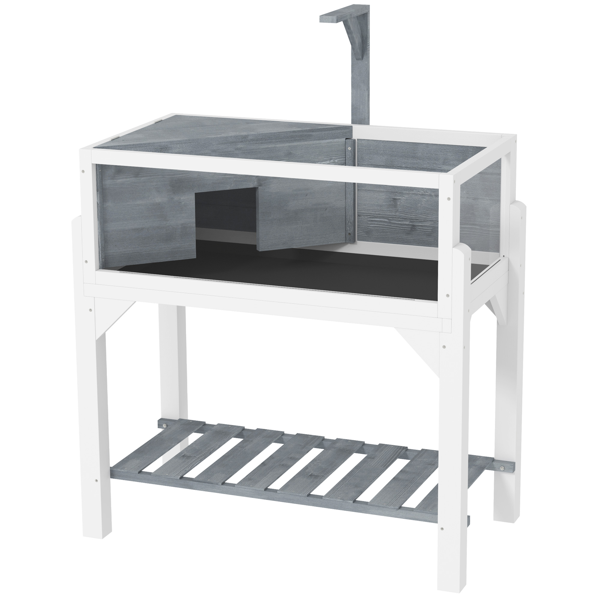 Comparer les prix de PawHut Maison pour tortues terrarium tortue terrestre sur pieds 2 zones toit ouvrant zone interactive 84,5 x 47,5 x 90 cm gris