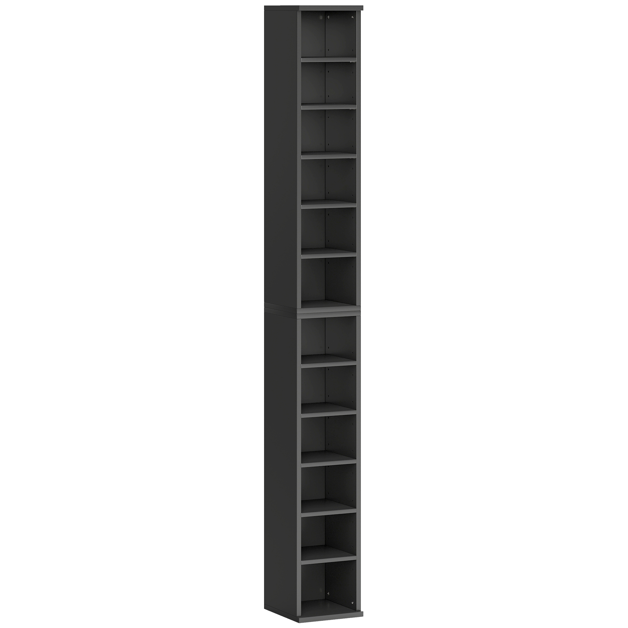HOMCOM 2er-Set Säulenregale CD-DVD Aufbewahrungsschrank 6 + 6 Fächer 21 x 22,5 x 88,5 cm maximale Kapazität 204 CD schwarz Aosom