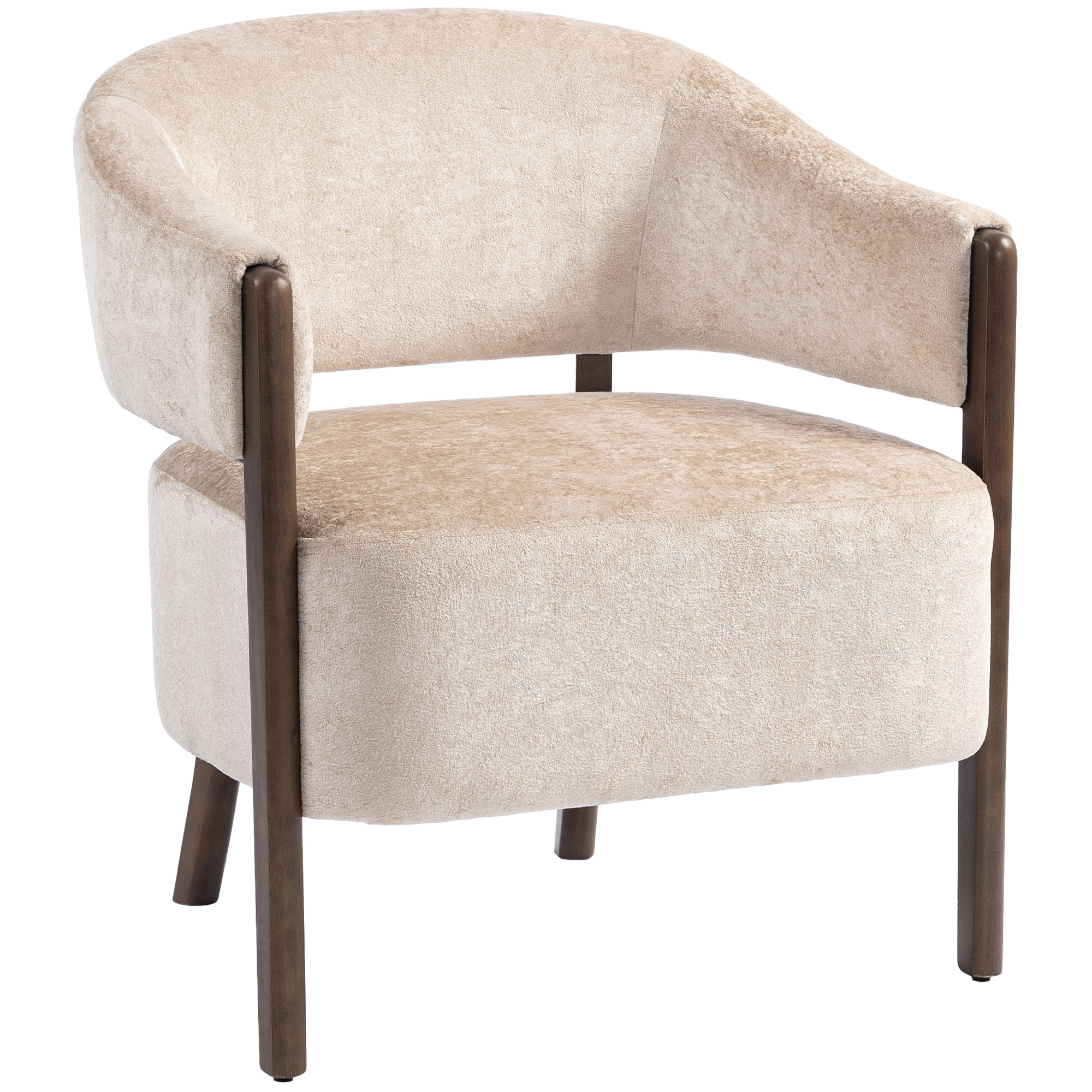HOMCOM Sillón de acento, butaca tapizada en chenilla con estructura y patas de madera maciza, Beige
