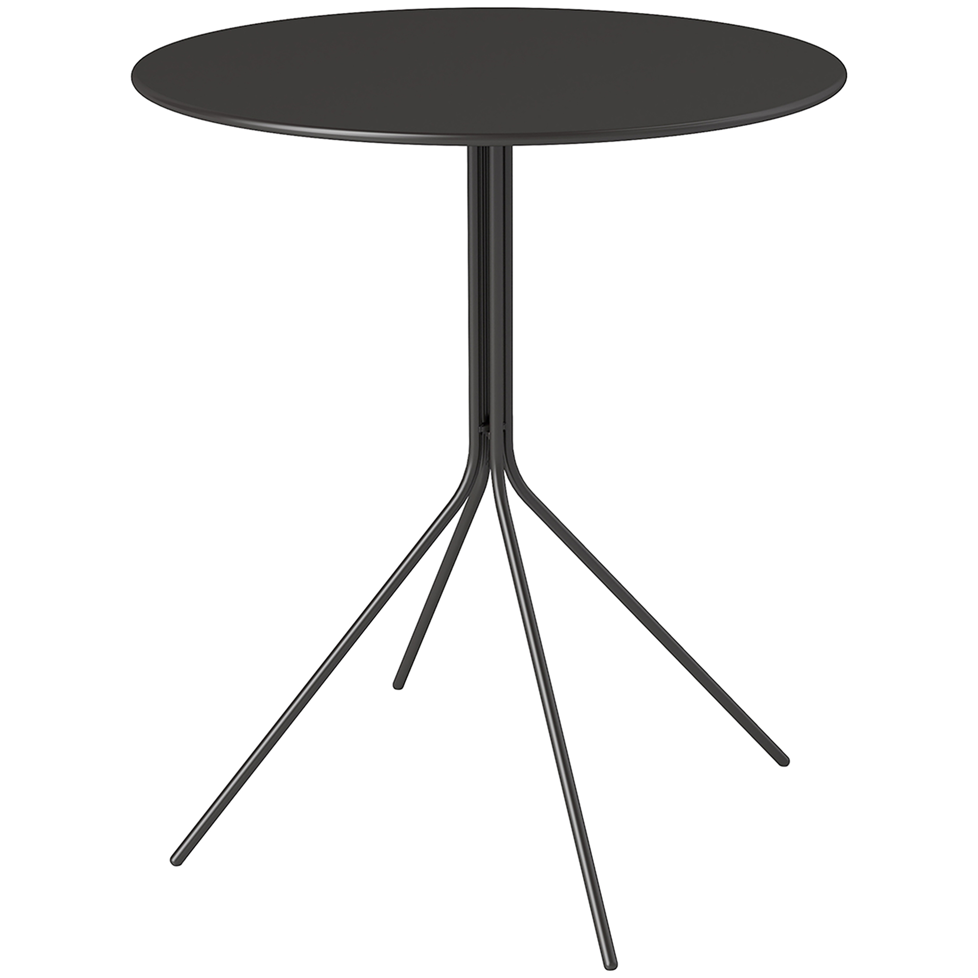 Outsunny Masă de grădină Ø60 x 71 cm, Masă pentru balcon din oțel rezistentă la intemperii, Masă auxiliară rotundă cu tampoane pentru picioare Negru | Aosom Romania