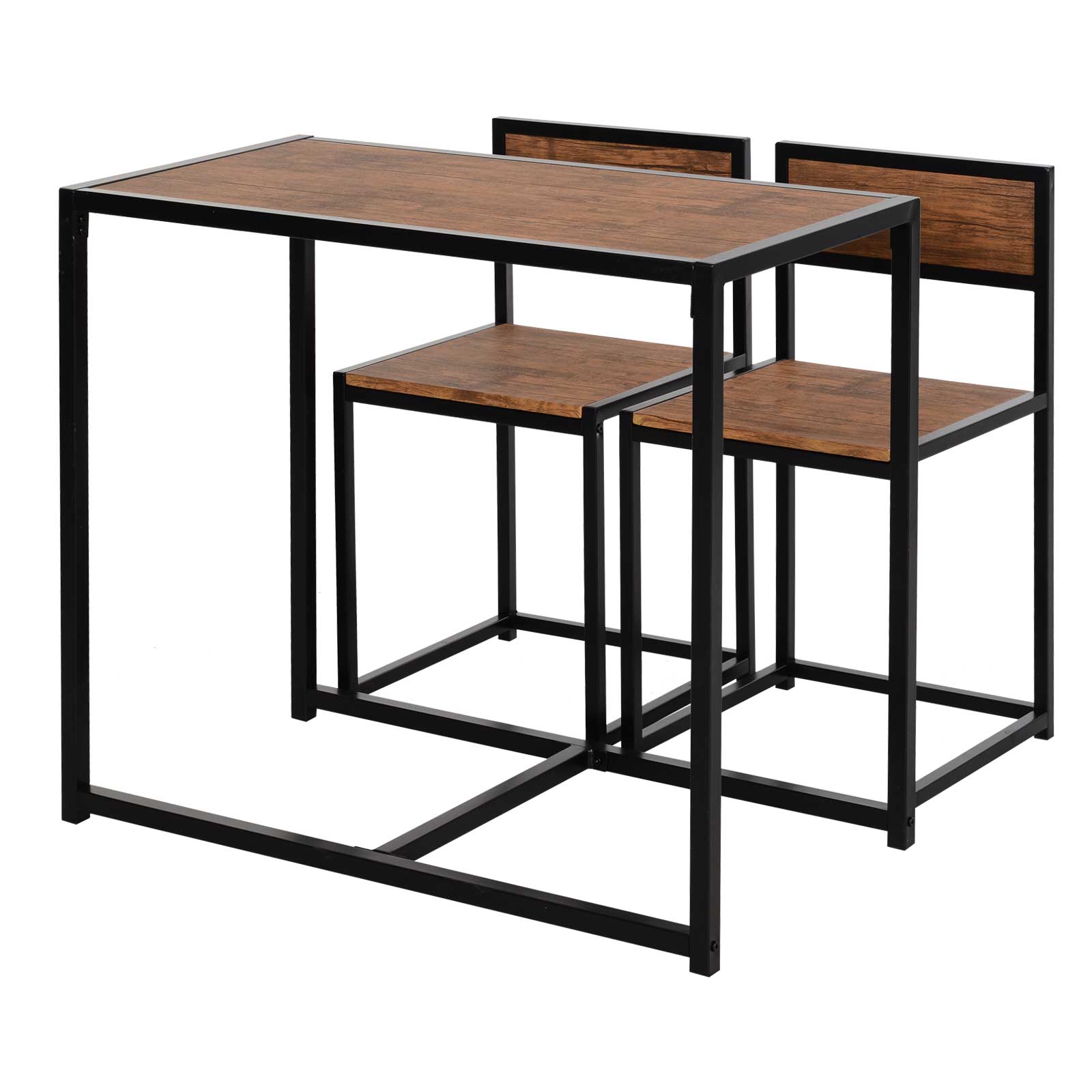 HOMCOM Set masă de bar 3 piese, 2 scaune, 1 masă, 90 cm x 47 cm x 76 cm, maro + negru | Aosom Romania